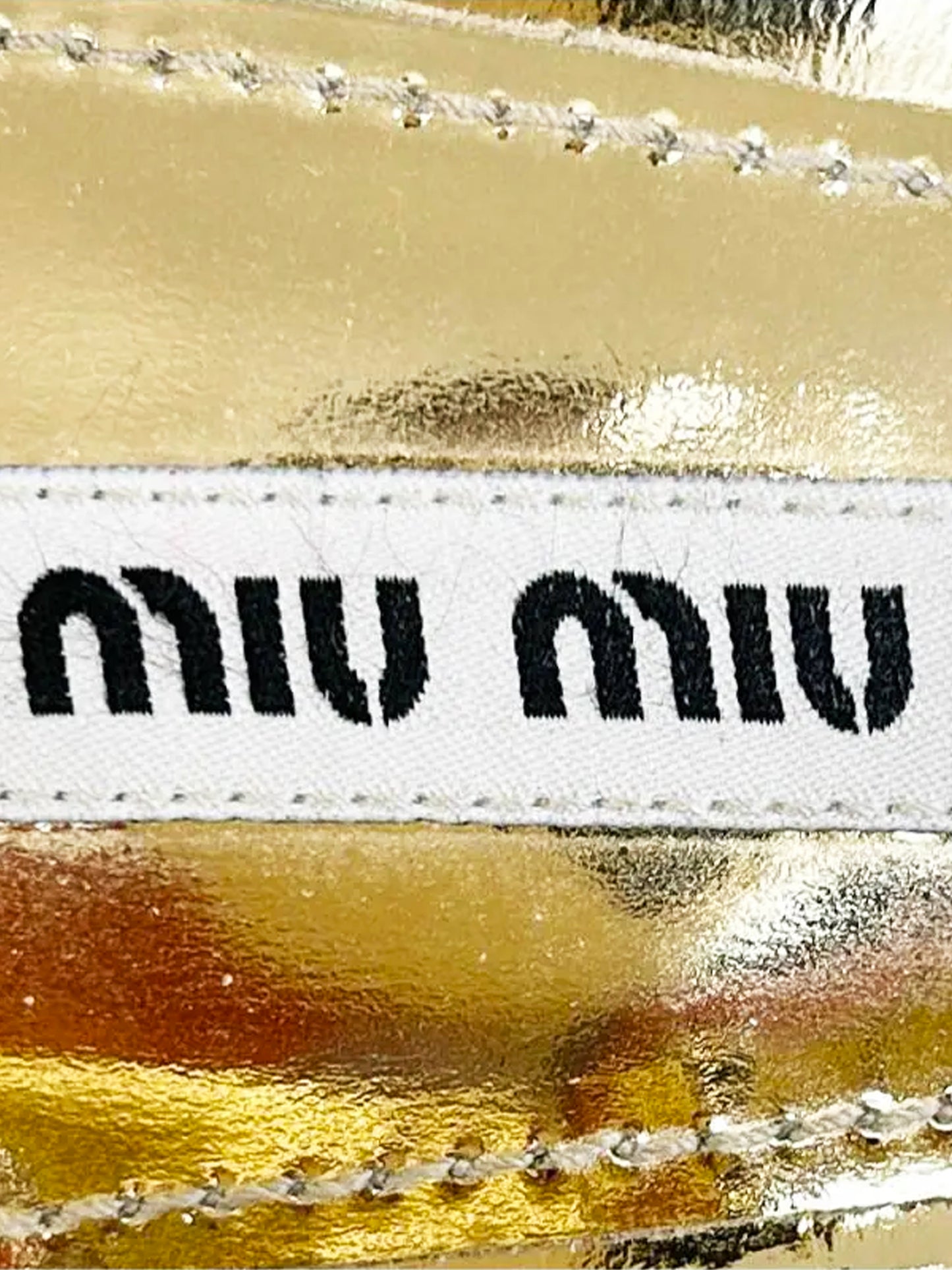 Miu Miu 2010s Gold and Crystals Strappy Patent Leather Heeled Sandals