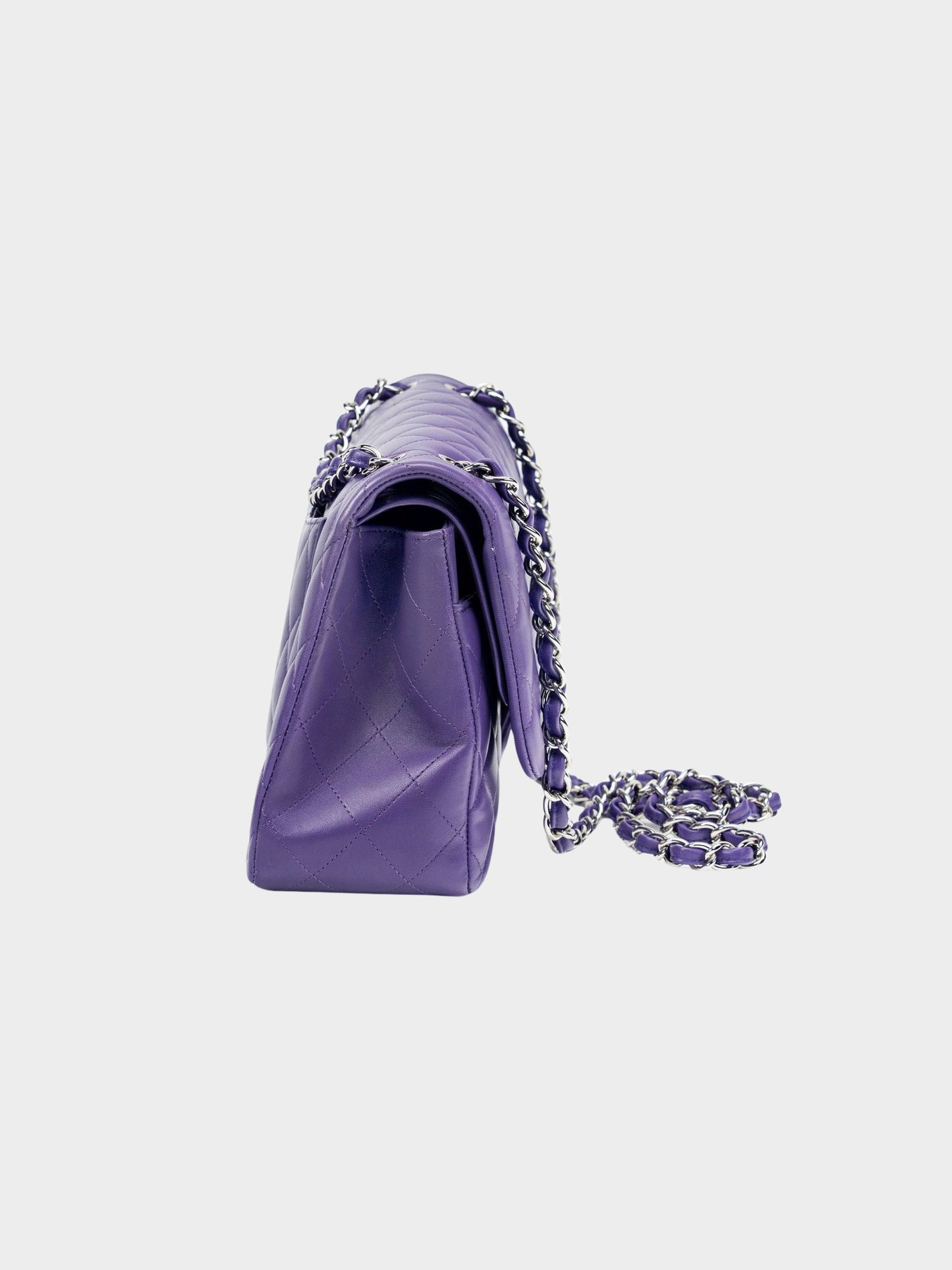 Chanel 2015 Purple Quilted Leather Jumbo Classic Double Flap Bag
