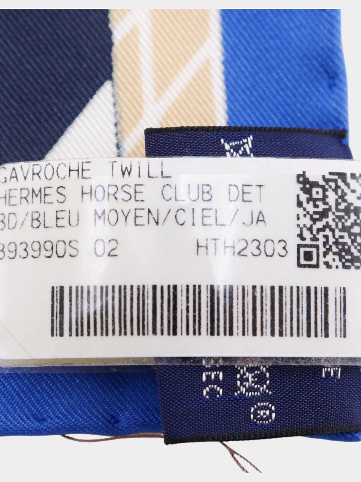 Hermès 2000s White Blue Silk Carré 45 Horse Club Scarf