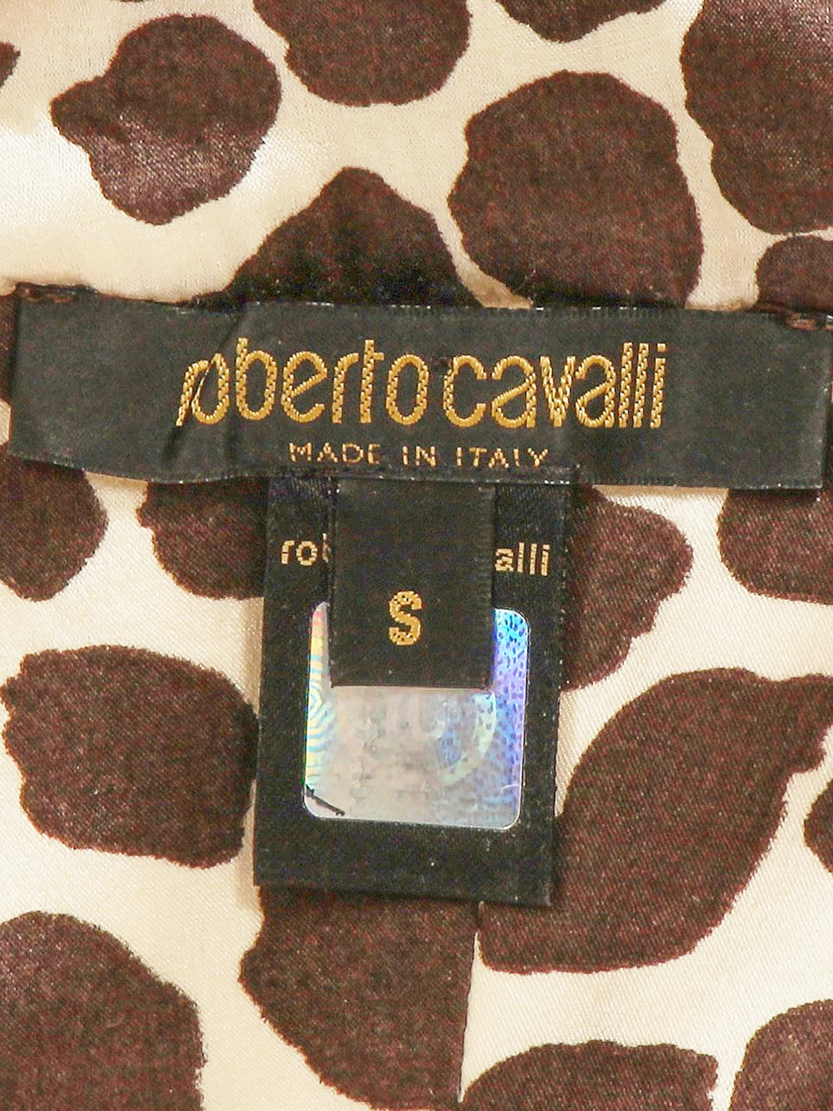 Roberto Cavalli SS 2004 Pink and Brown Silk Giraffe Print Corset Dress