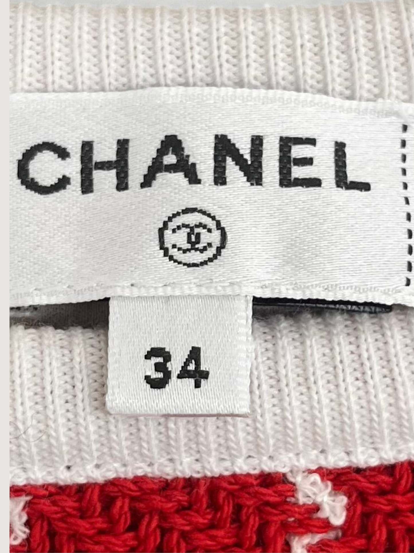 Chanel 2023 Red White Tweed Bralette Skirt Set