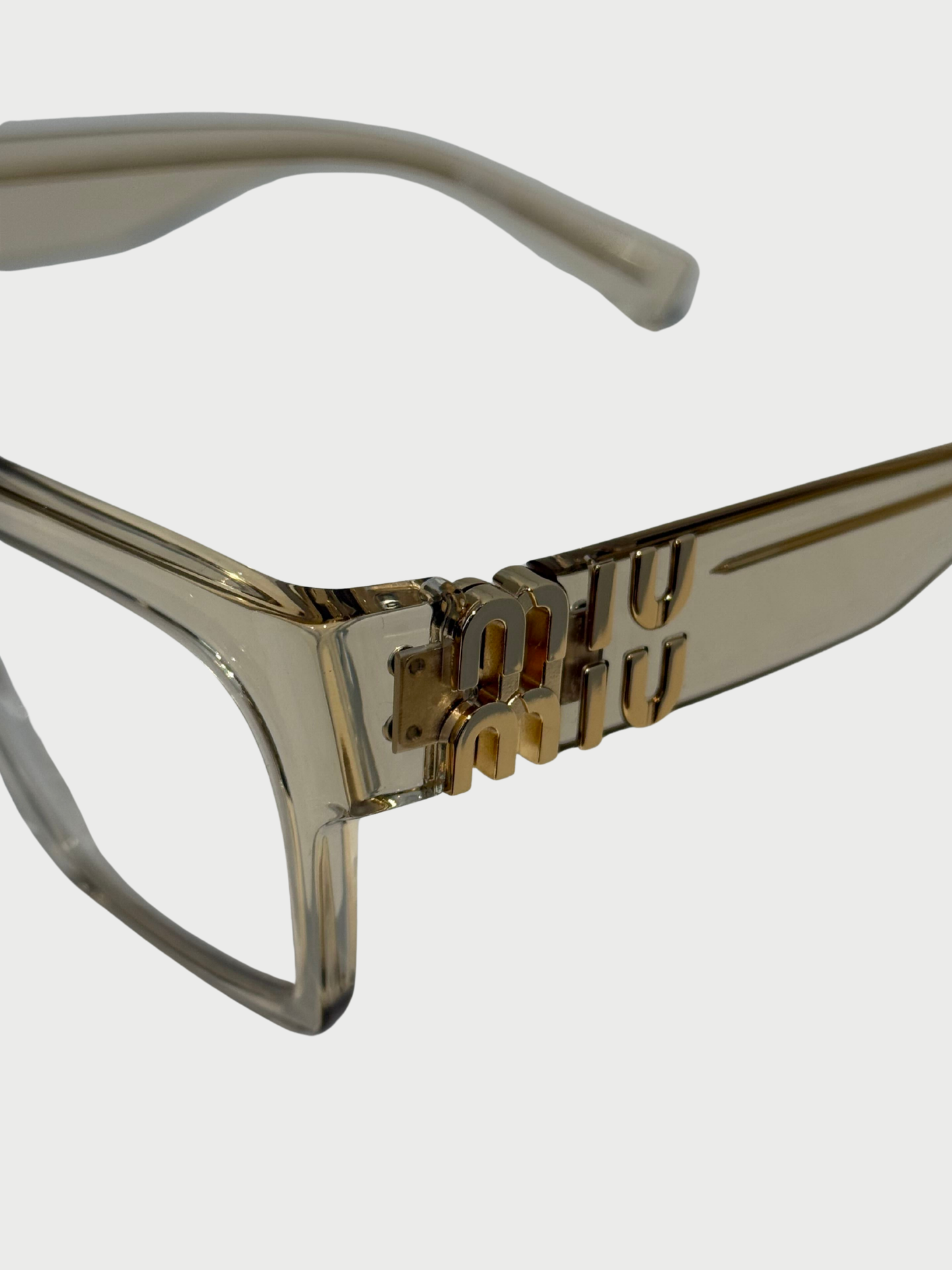 Miu Miu 2020s Sand Transparent Acetate MU 04UV Square Optical Glasses