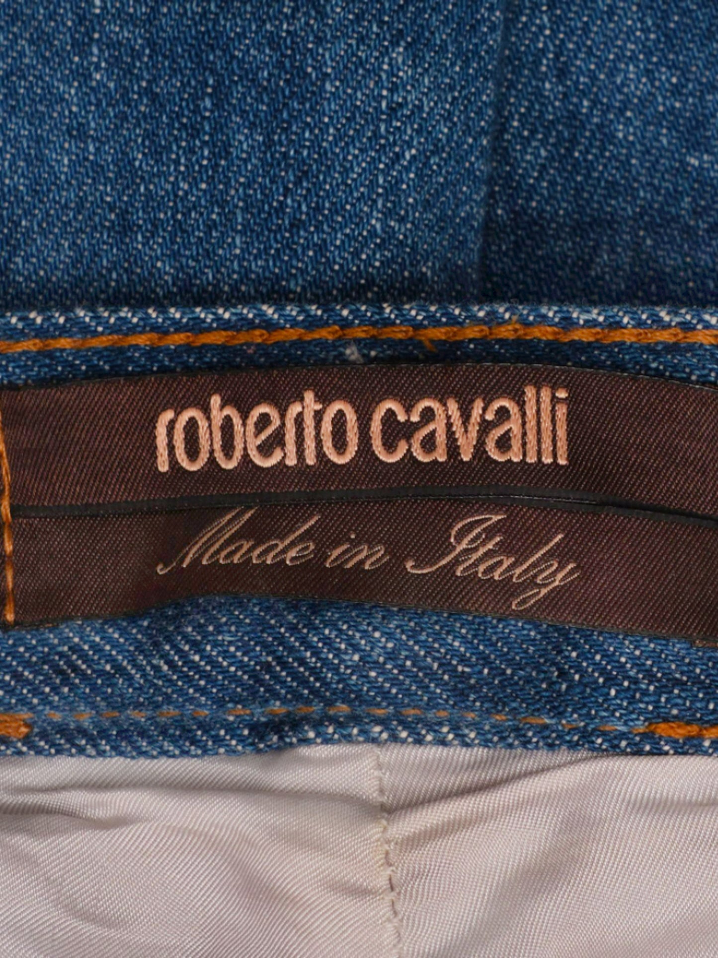 Roberto Cavalli 2002 Floral Embroidered Denim Jeans