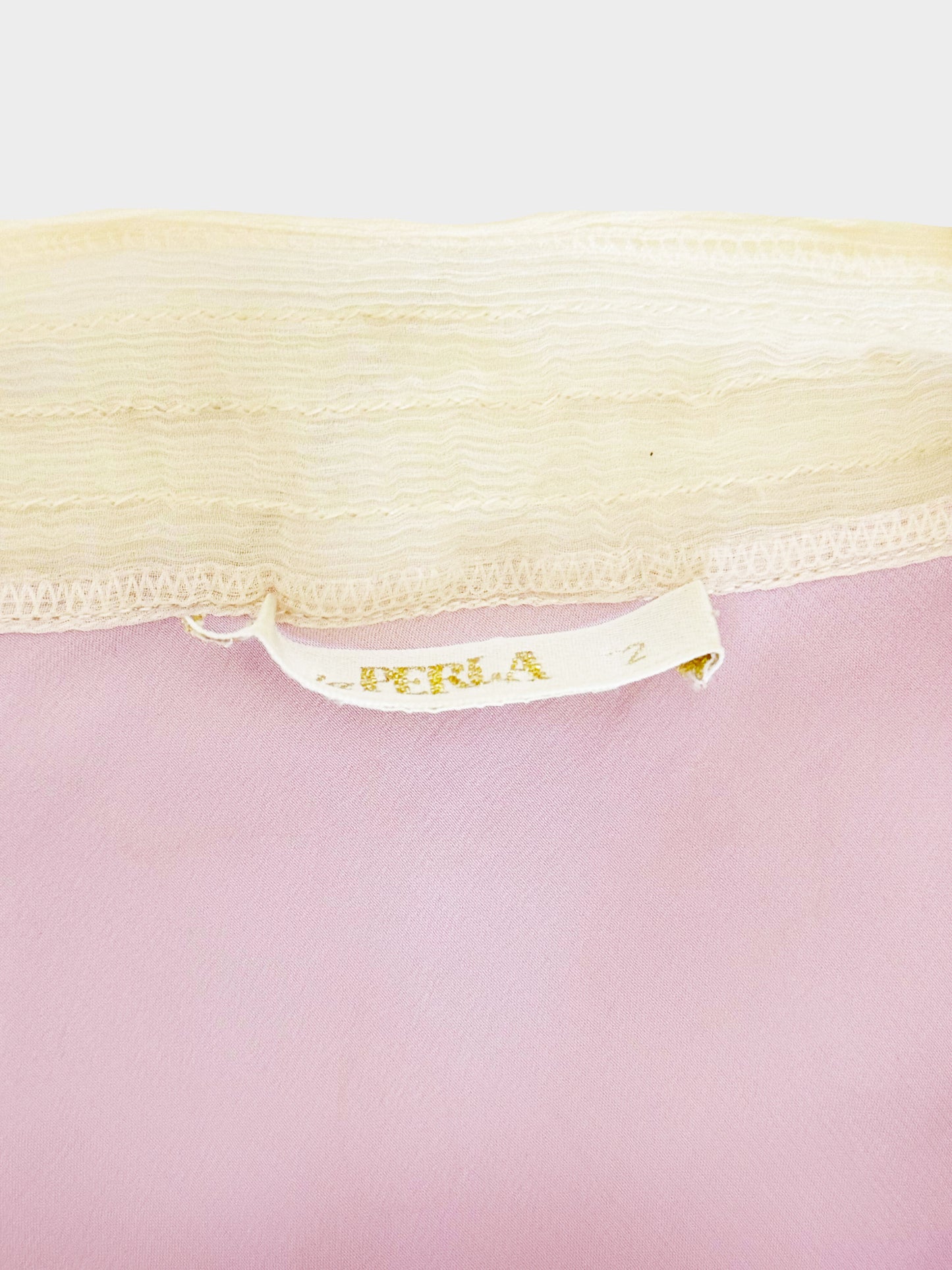 La Perla 2000s Pink and Yellow Silk Satin Lace Mini Dress/Top