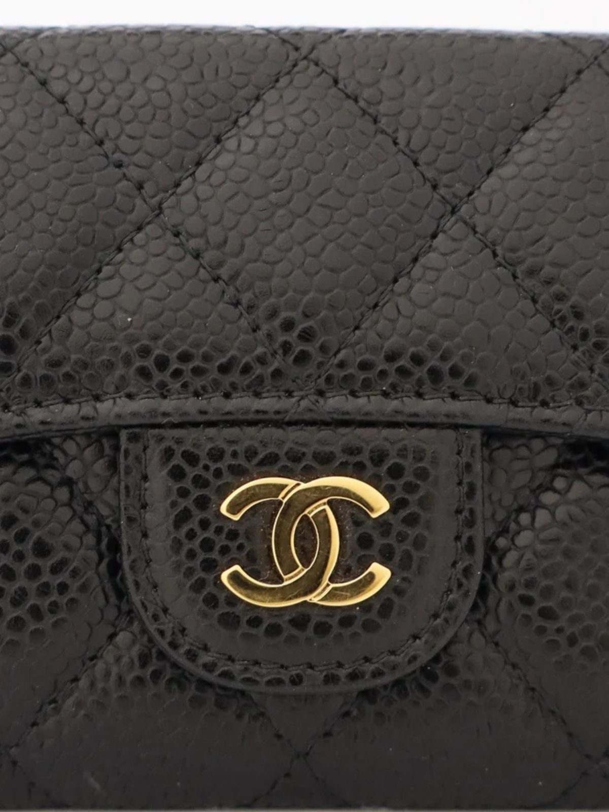 Chanel 2022 Black Caviar Leather Card Case