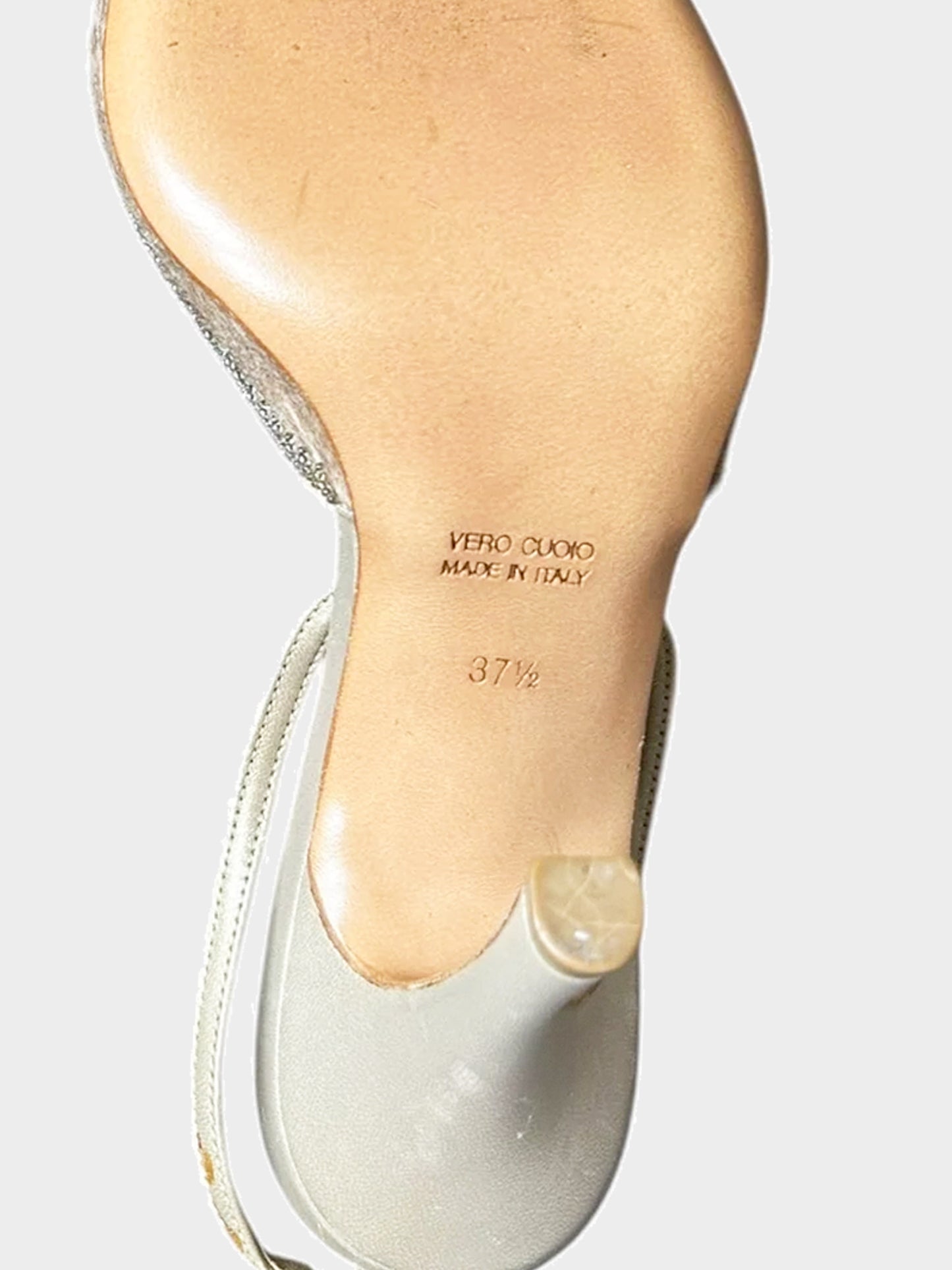 René Caovilla 2000s Rare Beige Pony Hair and Crystal Embroidery Slingback Pumps