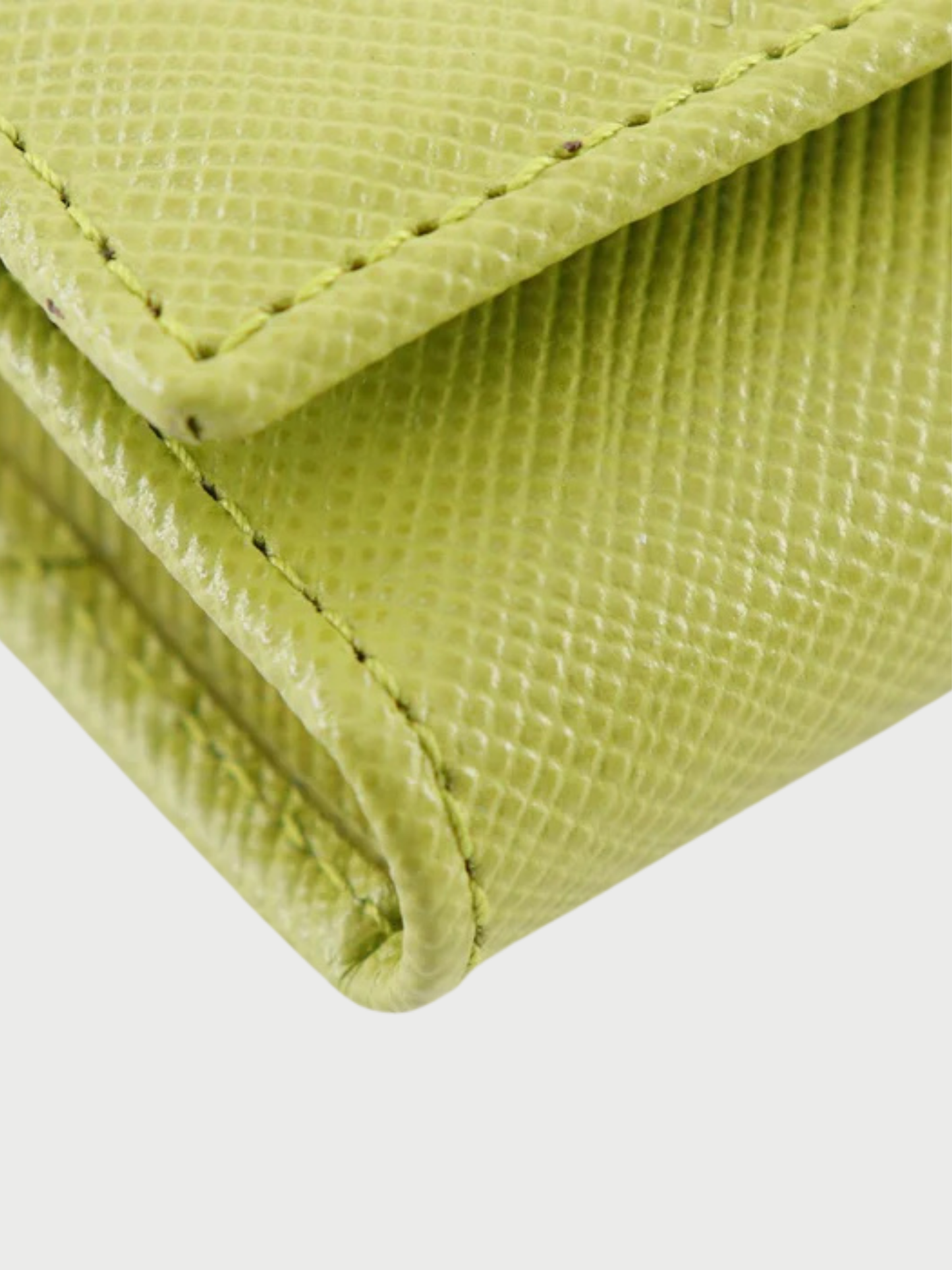 Prada SS 2020 Green Saffiano Leather Triangle Logo Key Case