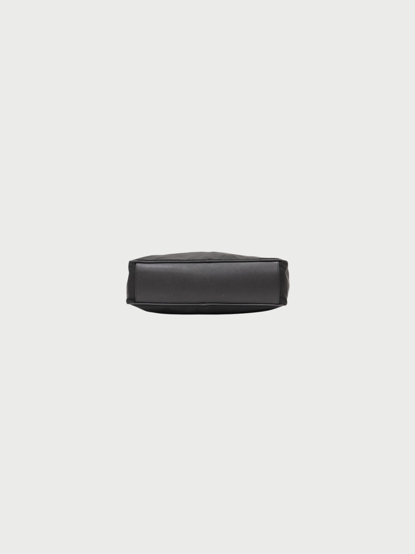 Prada 2000s Black Nylon Leather Triangle Logo Handbag