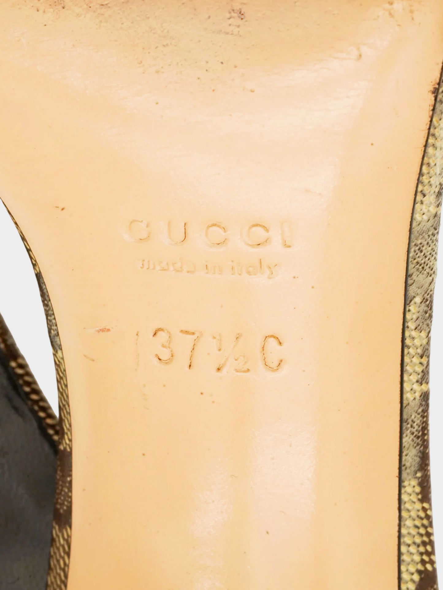 Gucci 2010s Brown GG Supreme Canvas Heeled Mules with Metal Bow