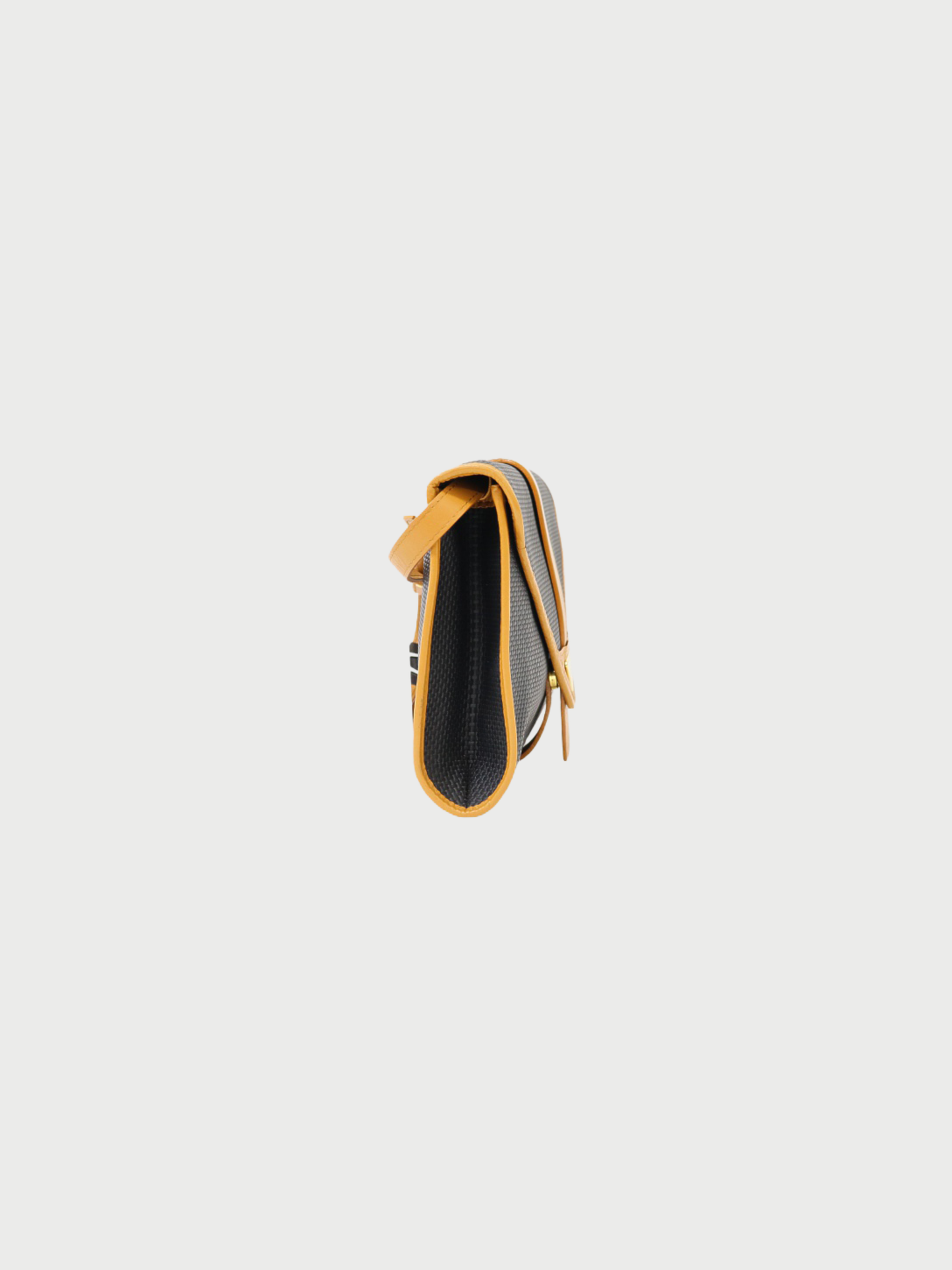 Yves Saint Laurent 1990s Black Brown PVC Leather Logo Shoulder Bag