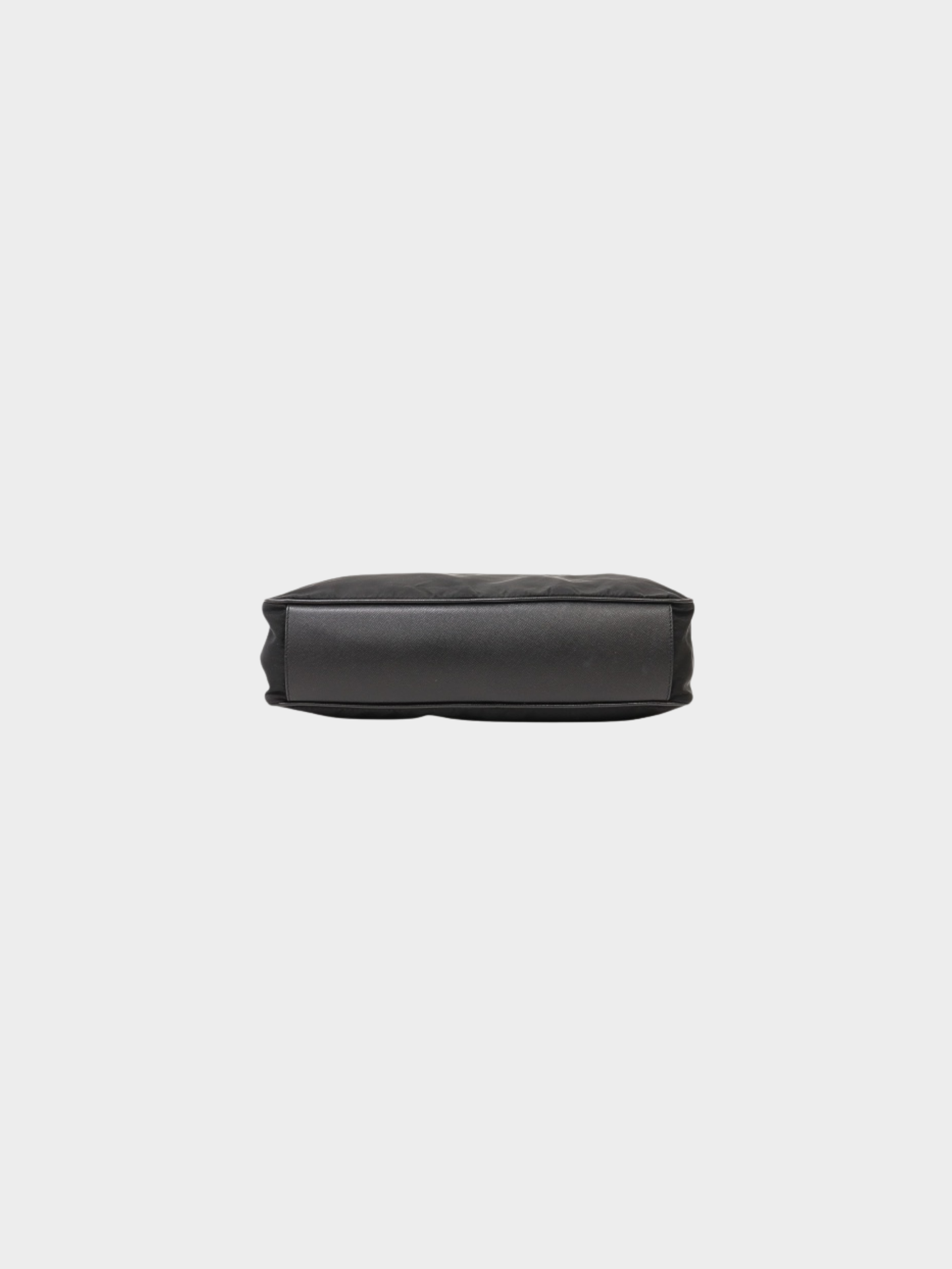Prada 2000s Black Nylon Leather Triangle Logo Handbag