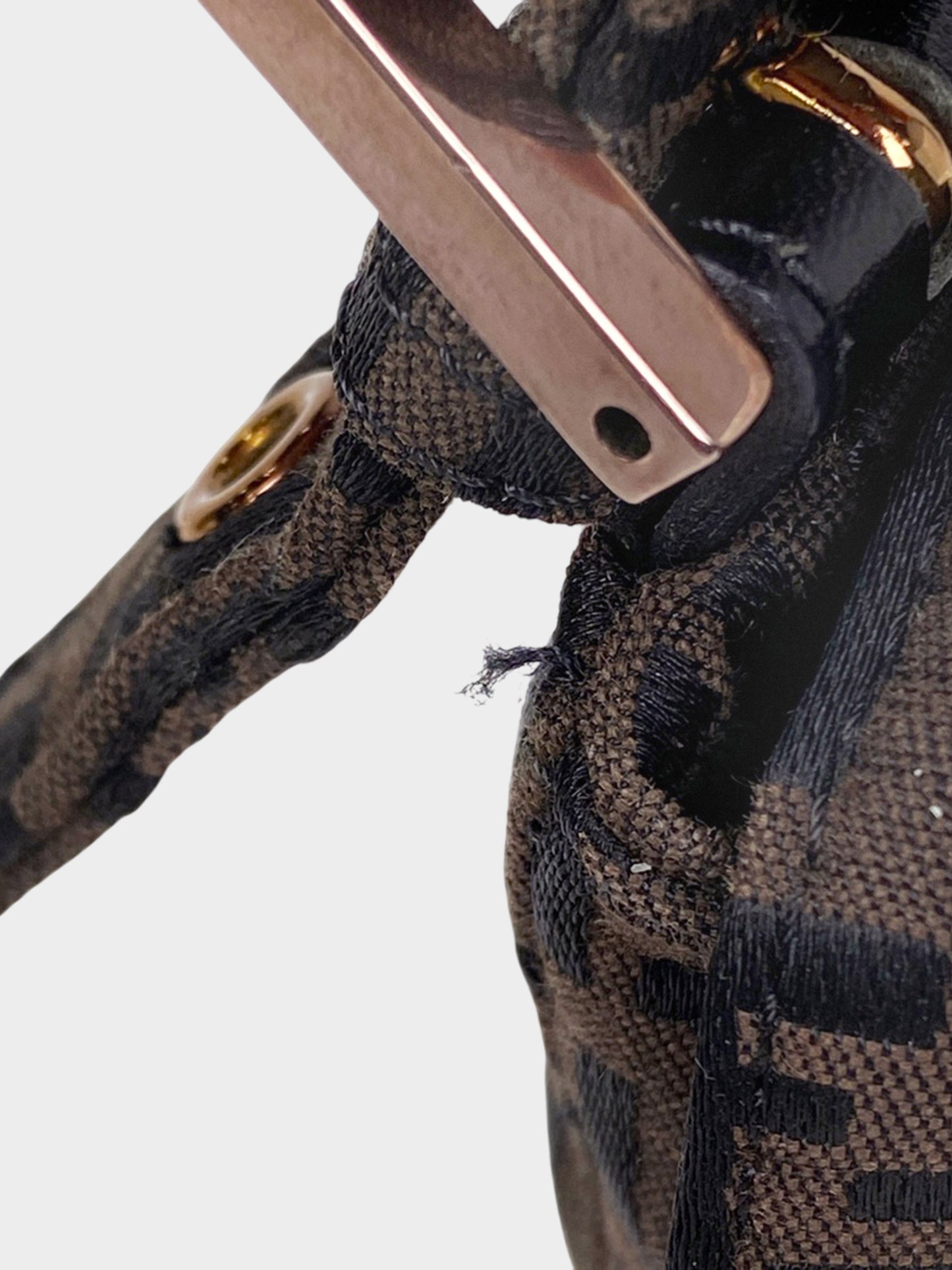 Fendi 2010s Dark Brown Zucchino Canvas Baguette