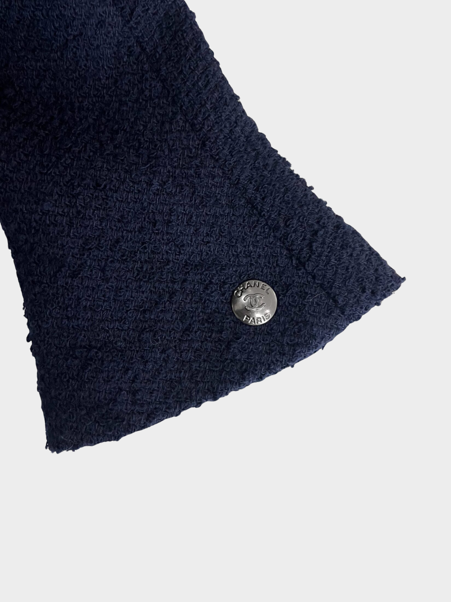 Chanel 1997 Navy Bouclé Skirt Suit