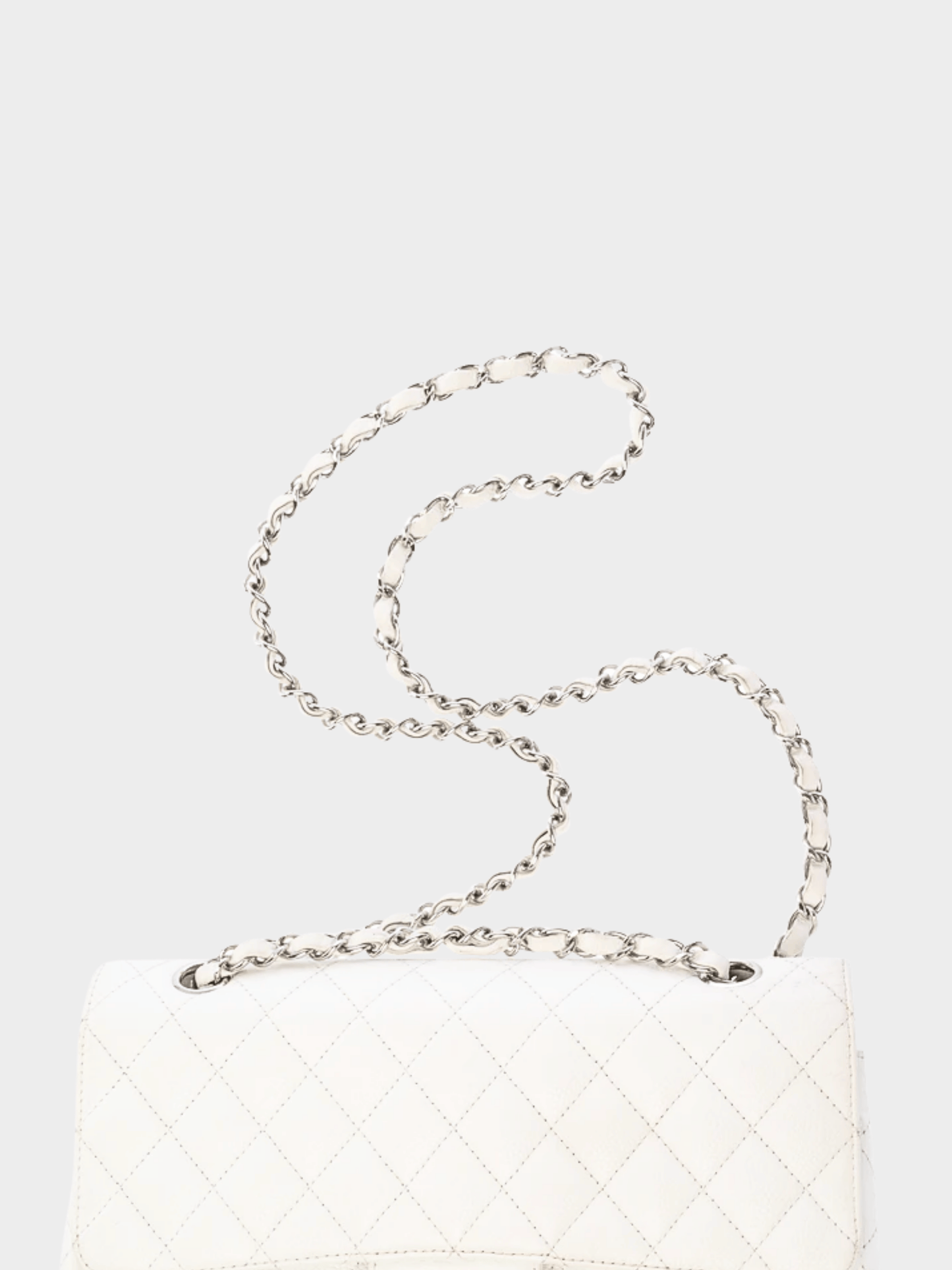 Chanel 2008 White Caviar Leather Medium Double Flap Bag