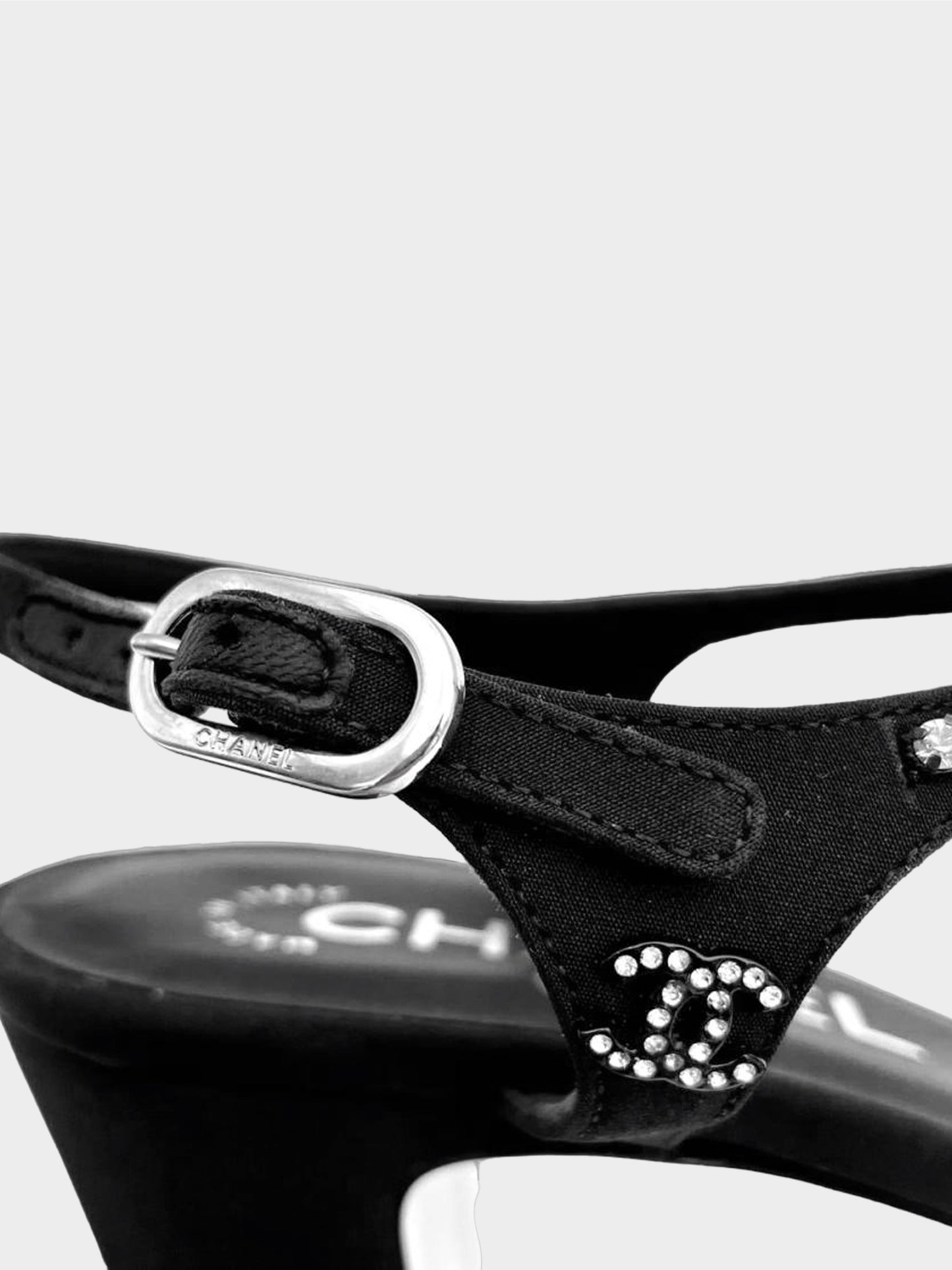 Chanel Cruise 2011 Rhinestone CC Logo T-Strap Slingback Sandals