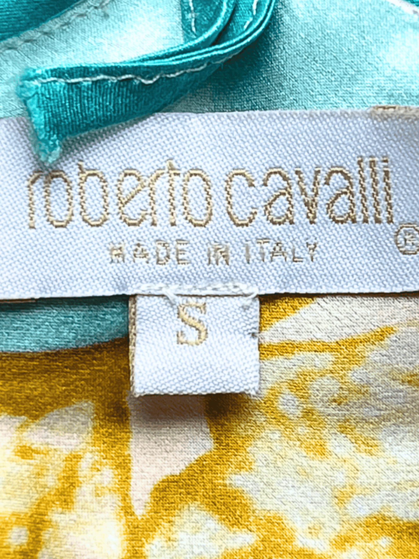 Roberto Cavalli SS 2001 Liz Taylor Eye Print Blue Silk Dress