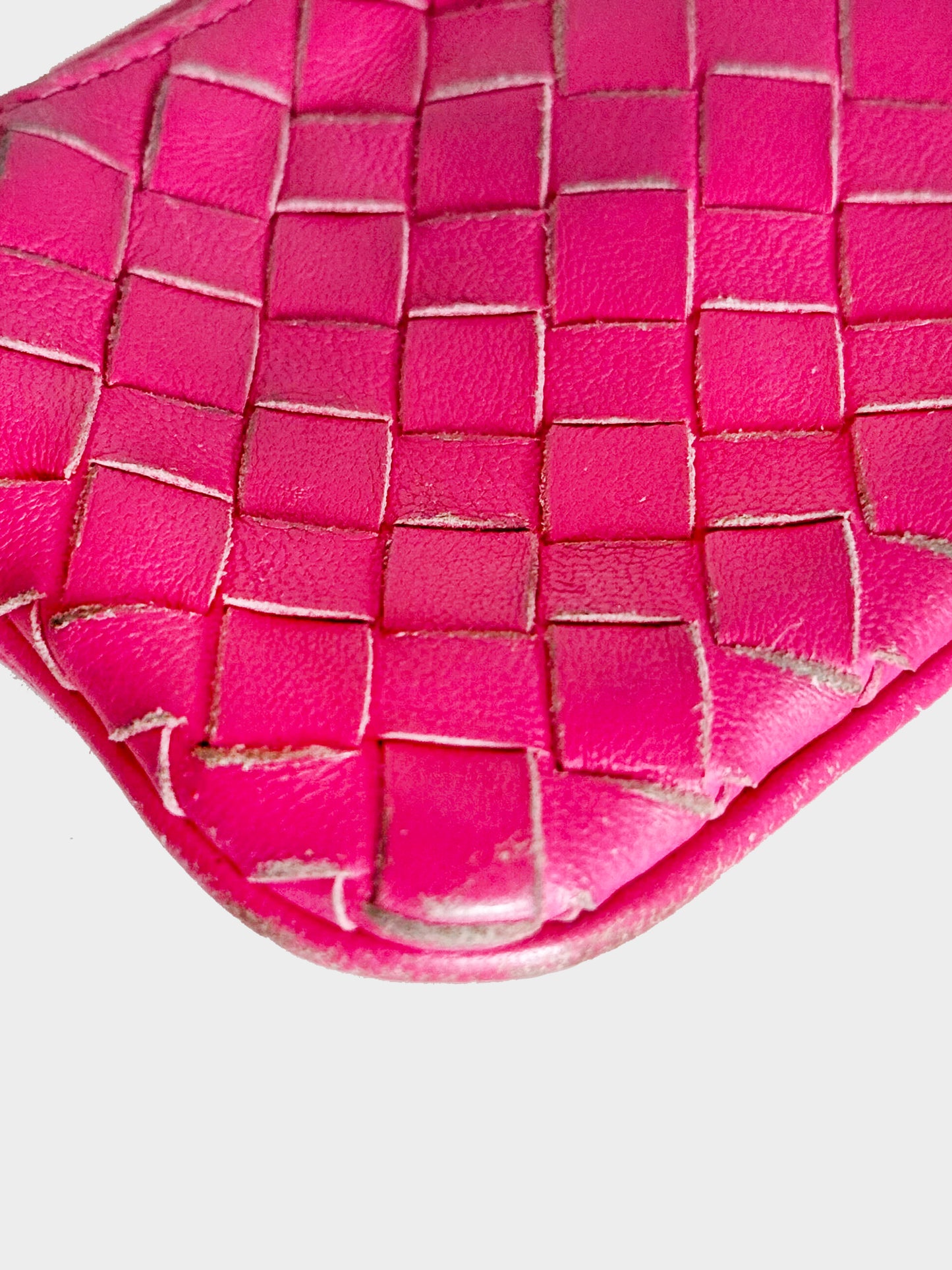 Bottega Veneta 2000s Pink Woven Leather Key Case
