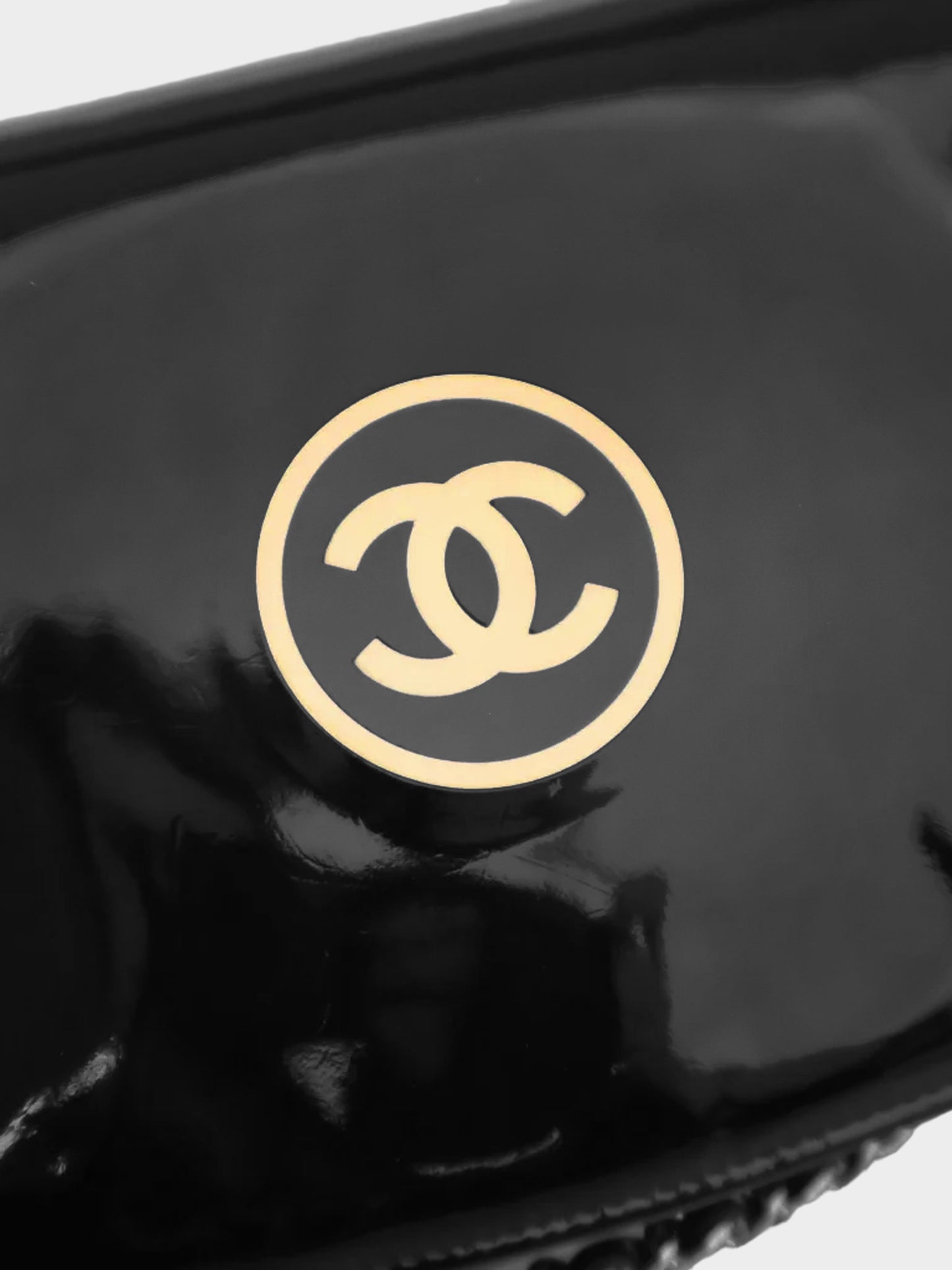 Chanel 2011 Black Patent Leather CC Wallet On Chain
