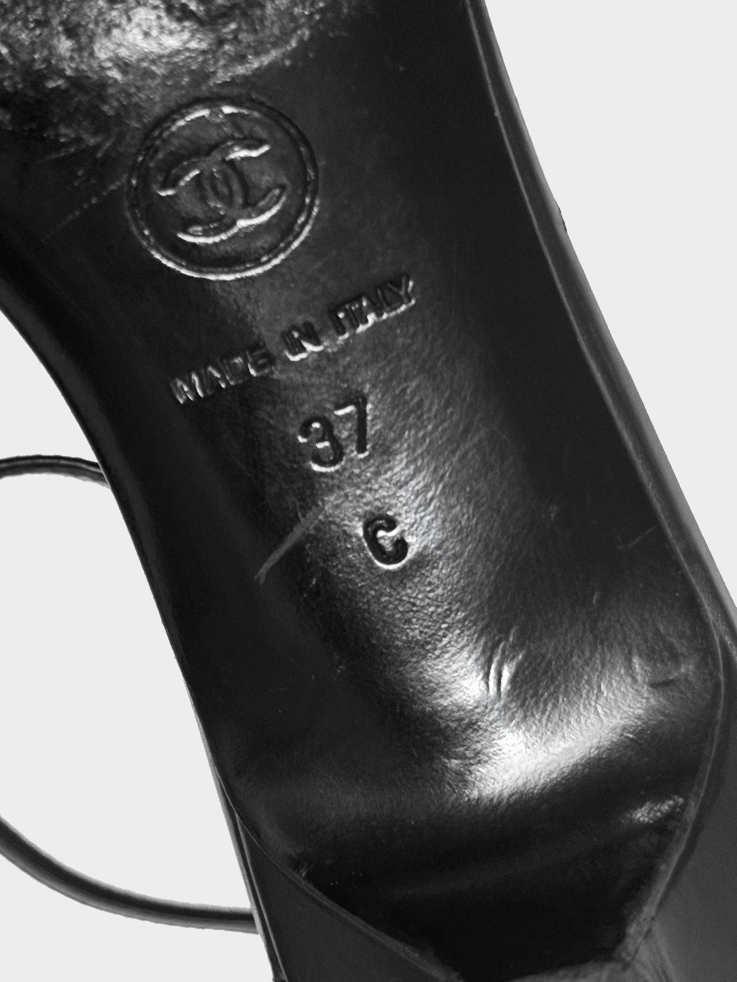 Chanel 2008 Black Leather CC Studded Kitten Heels