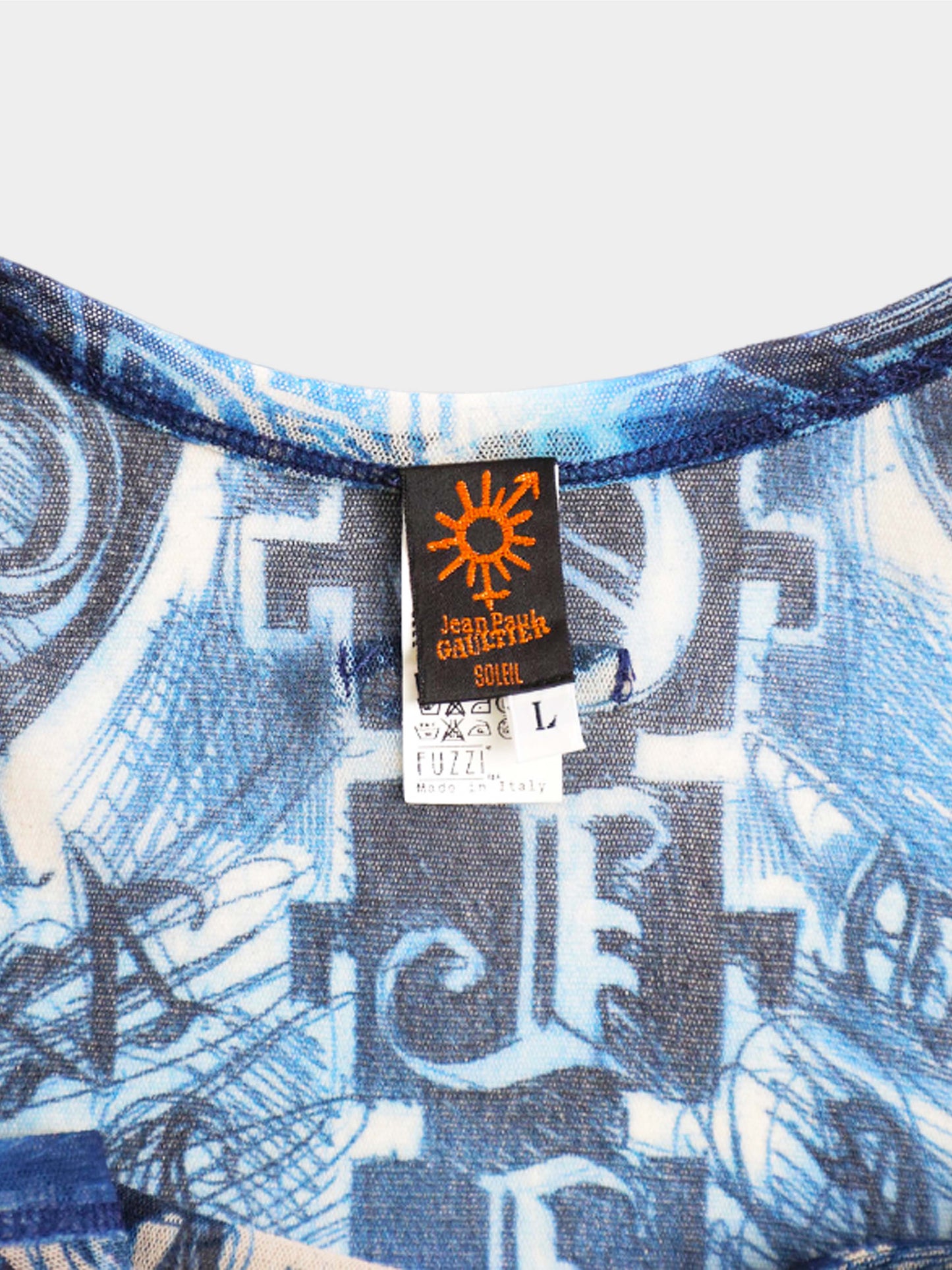 Jean Paul Gaultier 2000s Blue Soleil Tattoo Print Set