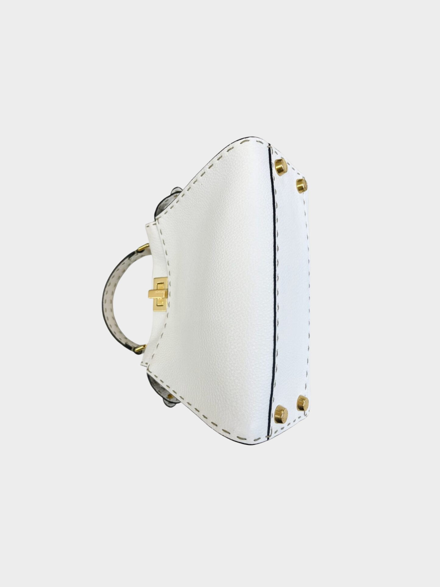 Fendi 2020s Ivory Selleria Leather Peekaboo Mini Bag