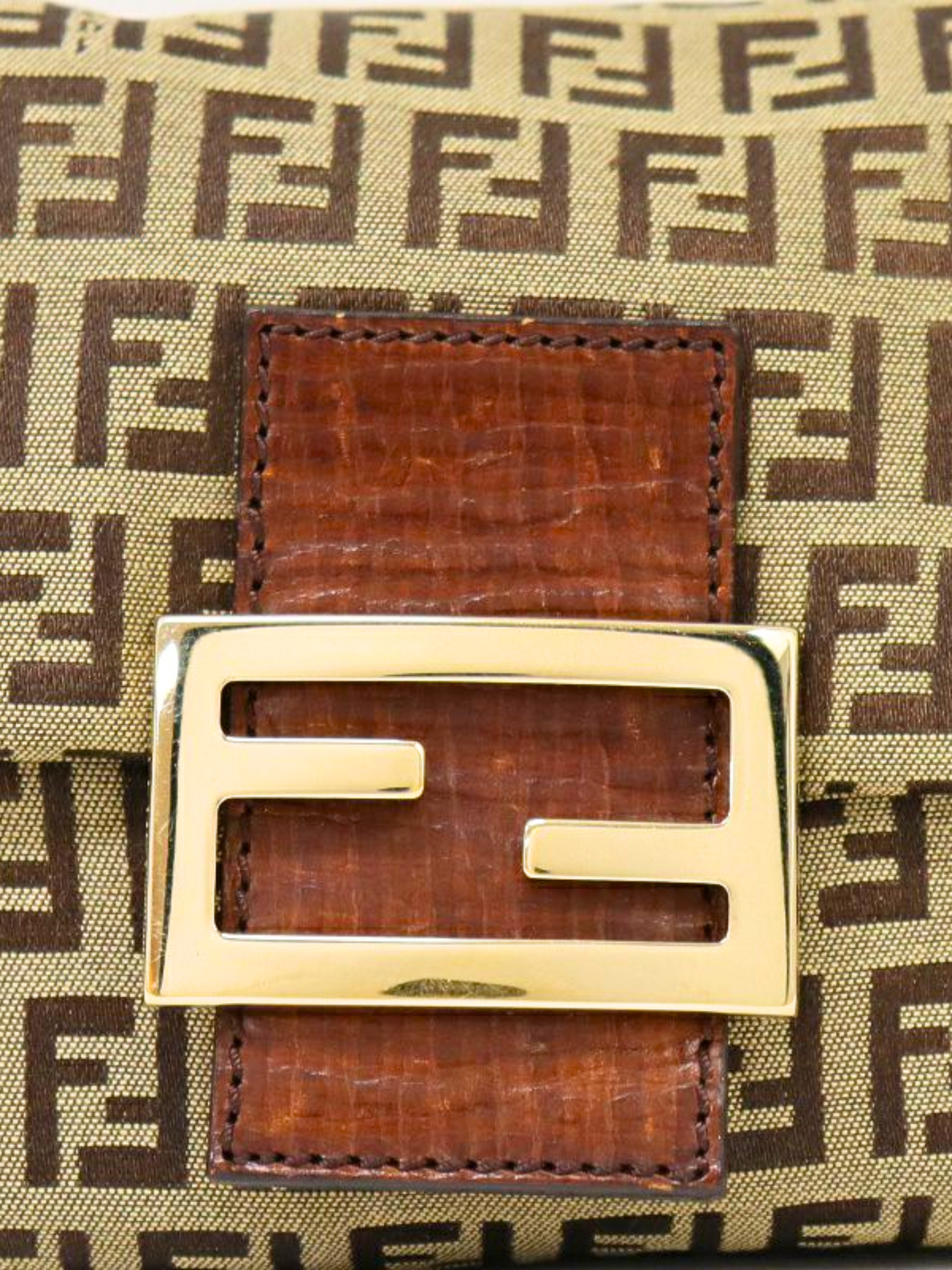 Fendi 2000s Brown Monogrammed Mamma Baguette