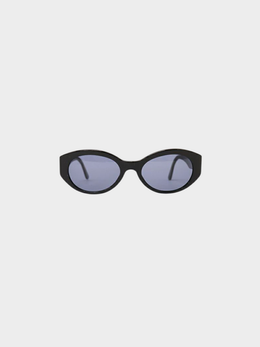 Chanel 2010s Black Coco Oval Sunglasses