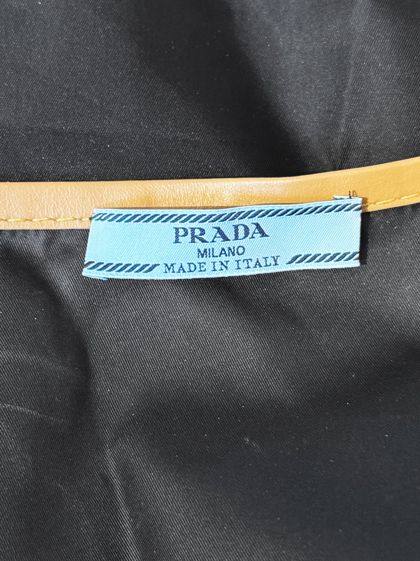 Prada 2023 Black Re-Nylon and Brown Leather Cropped Jacket and Skirt Set