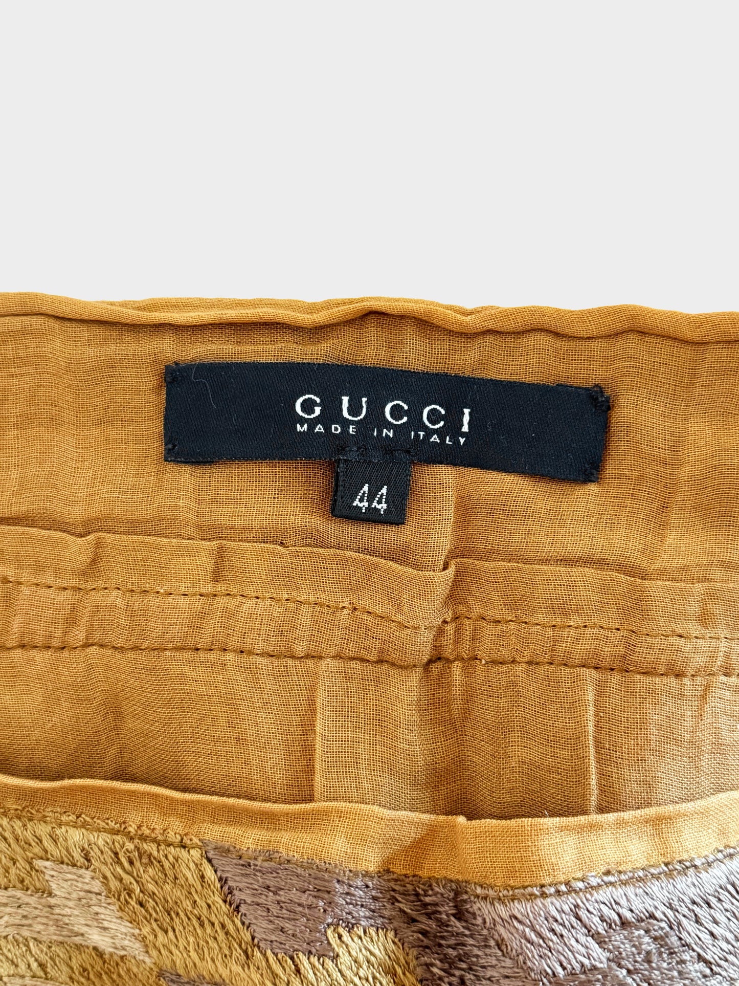 Gucci SS 2005 Runway Green and Brown Silk Tassel Skirt