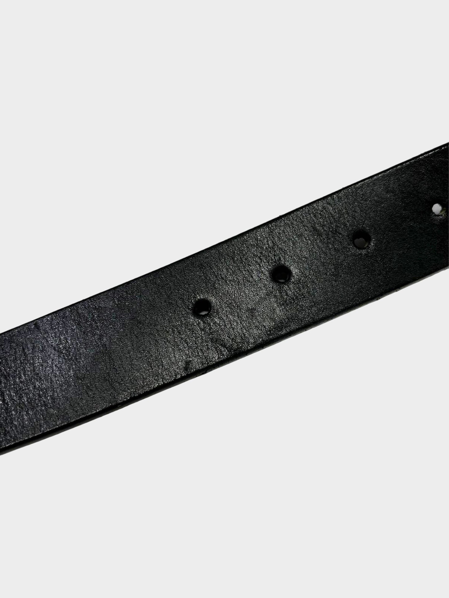 Vivienne Westwood 2000s Black and Gold Orb Logo Leather Belt