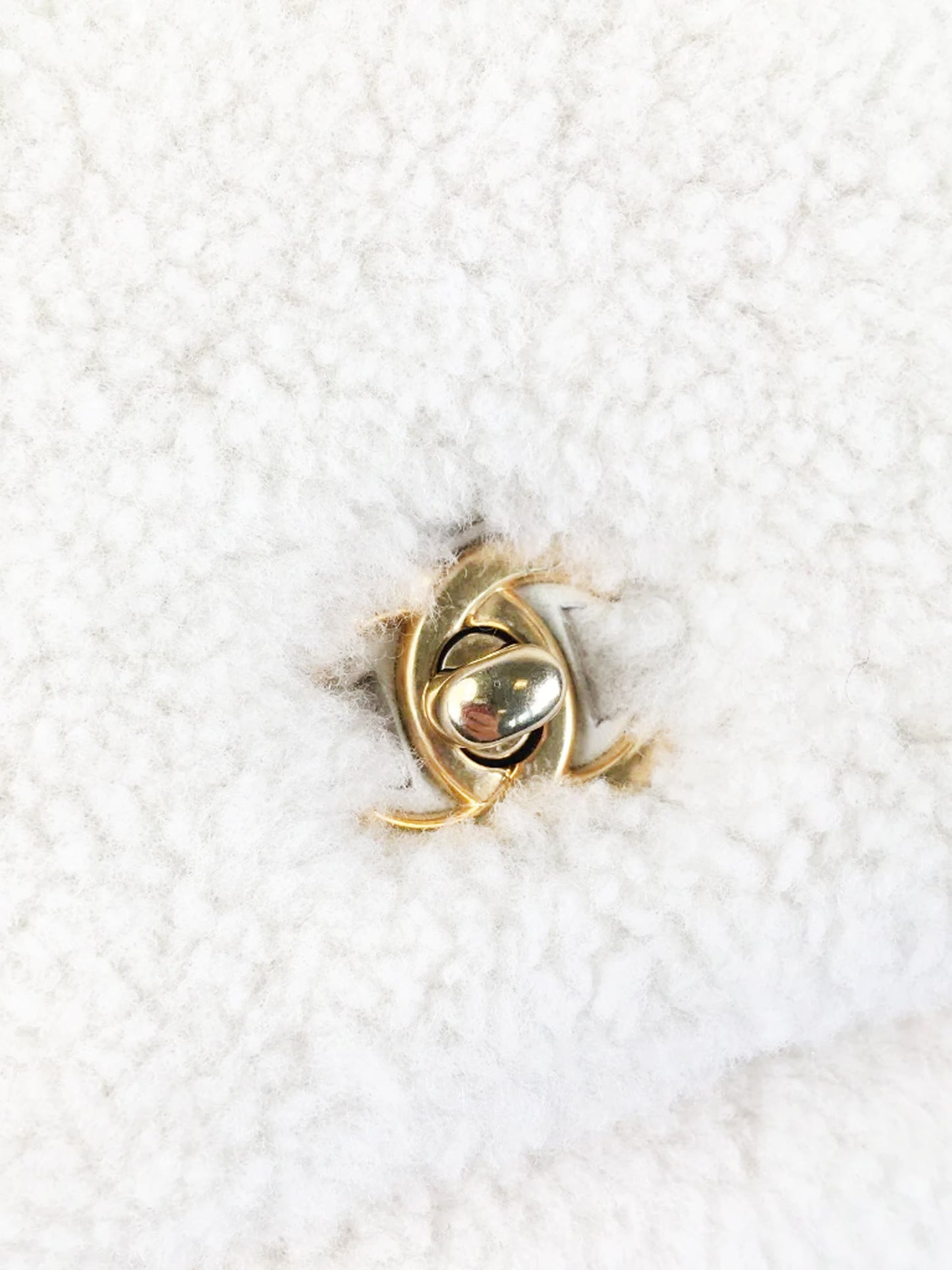 Chanel 2016-2017 White Shearling Small Top Handle Flap Bag