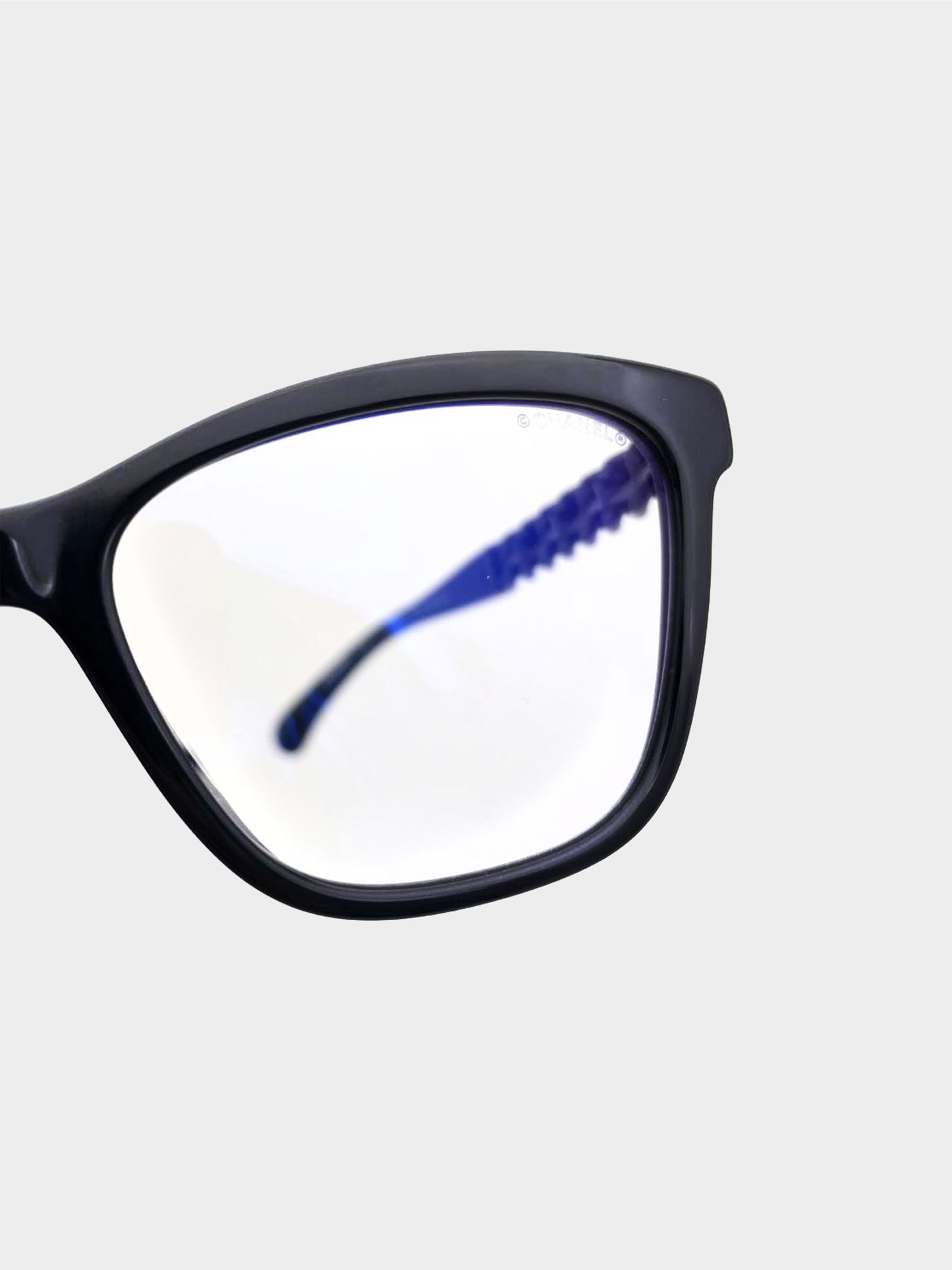 Chanel 2020s Black CC Logo Square Blue Light Eyeglasses