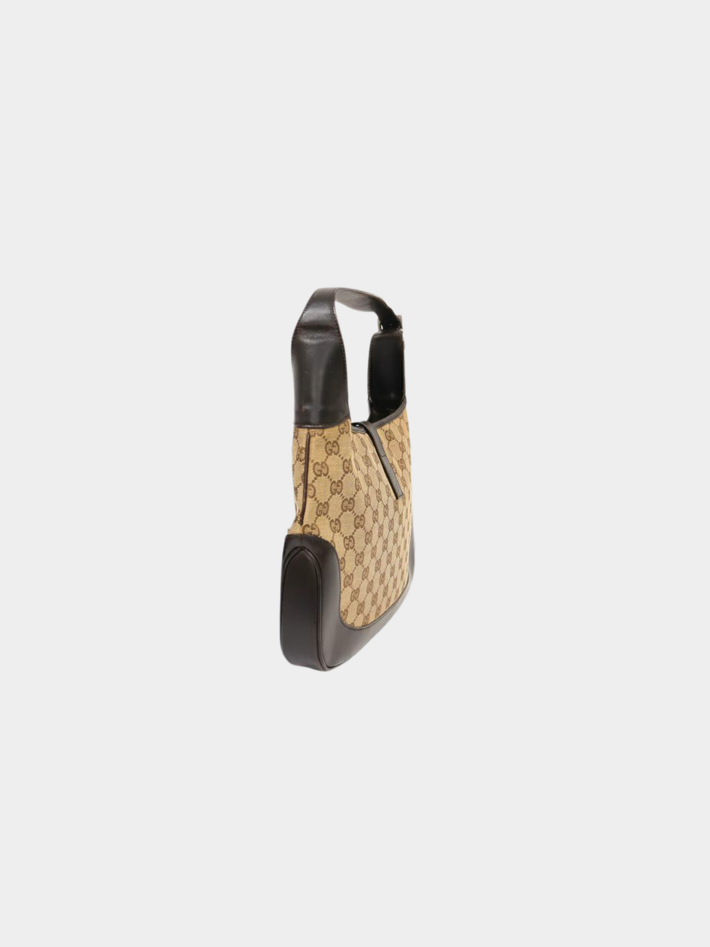 Gucci 2000s Beige Brown Sherry Line GG Jackie Shoulder Bag