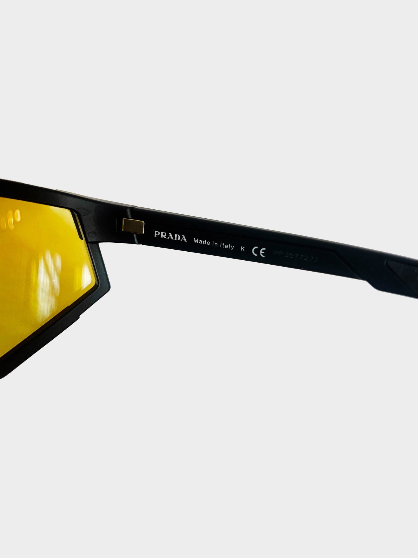 Prada Sports 2020s Black and Yellow Impavid Linea Rossa Sunglasses