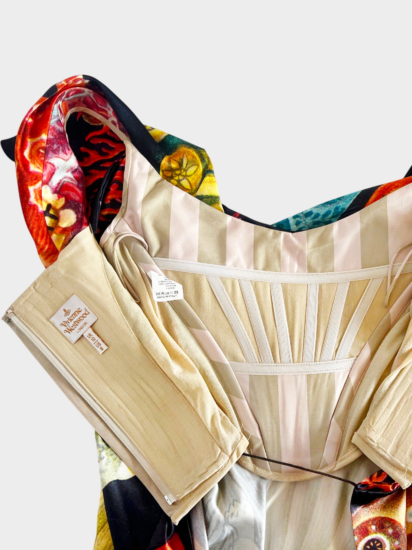 Vivienne Westwood 2010s Multicolor Printed Corset Dress