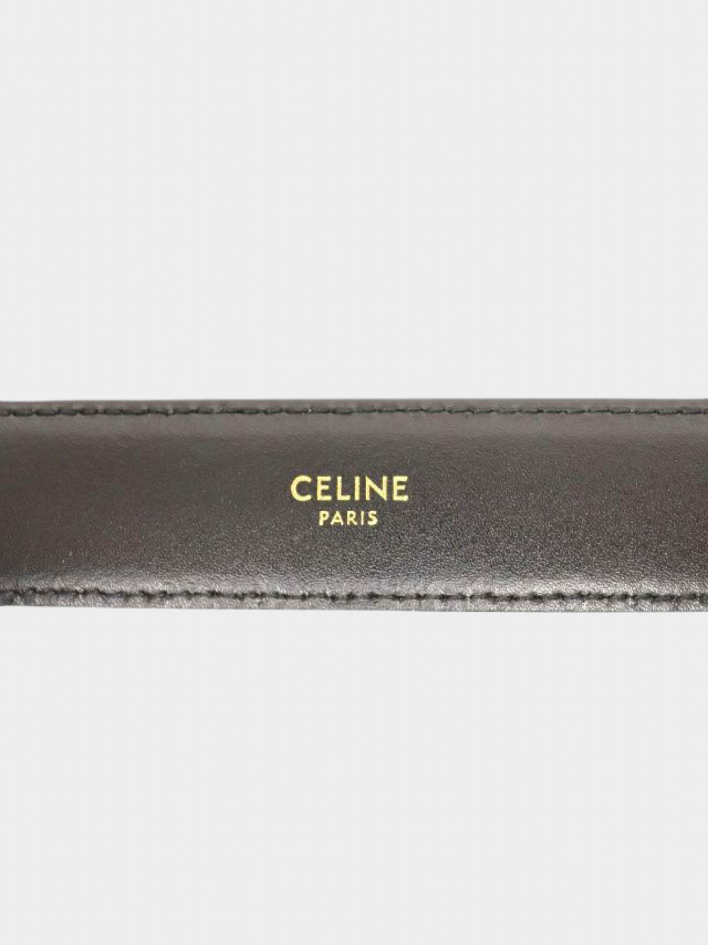 Celine 2000s Black Leather Triomphe Belt