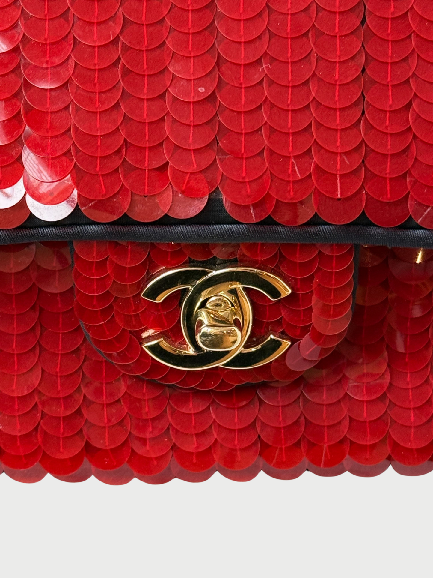 Chanel Pre-Fall 2010 Red Sequin Satin Flap Chain Shoulder Bag