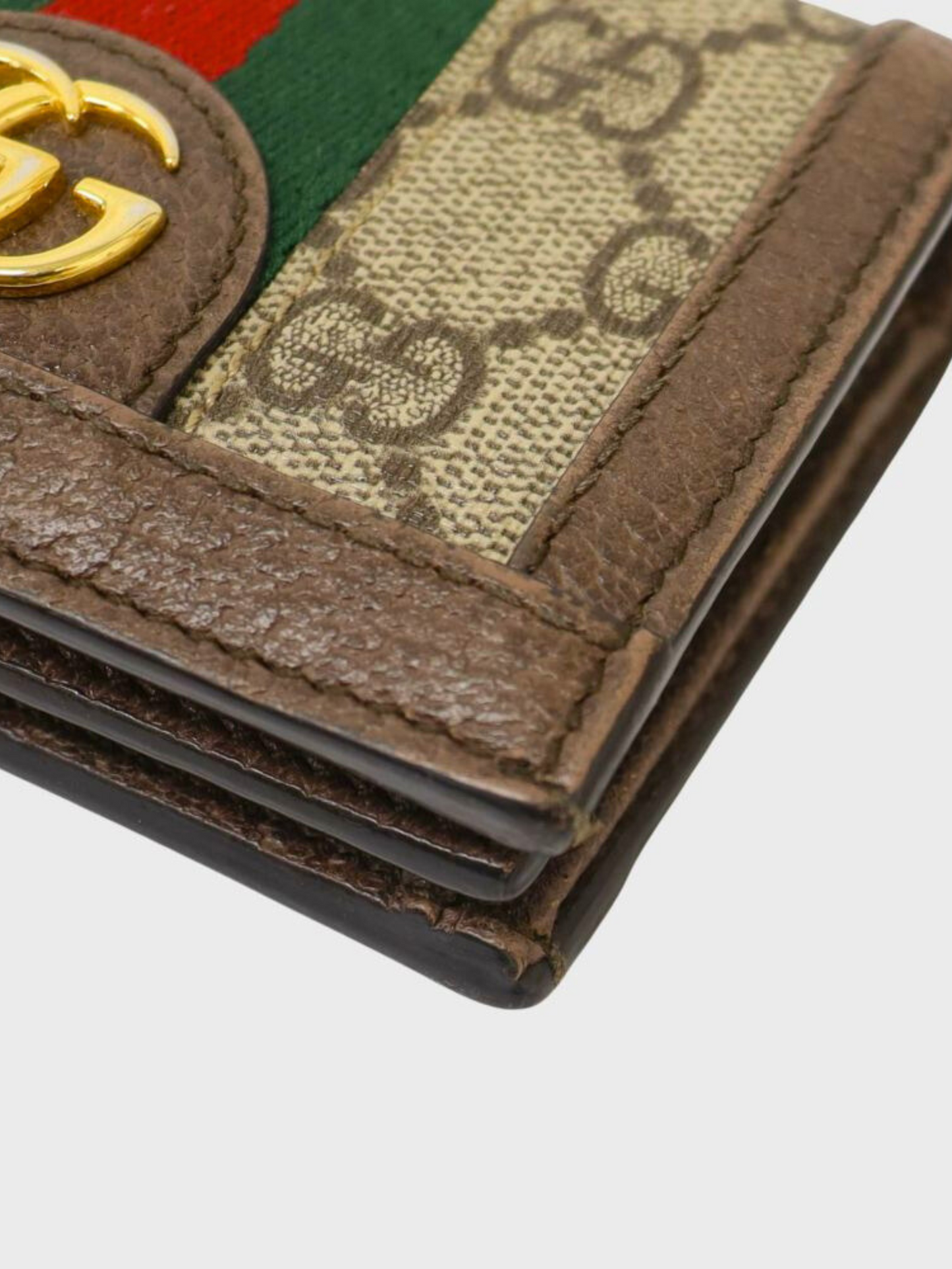 Gucci 2000s Brown and Beige PVC and Leather Ophidia Wallet