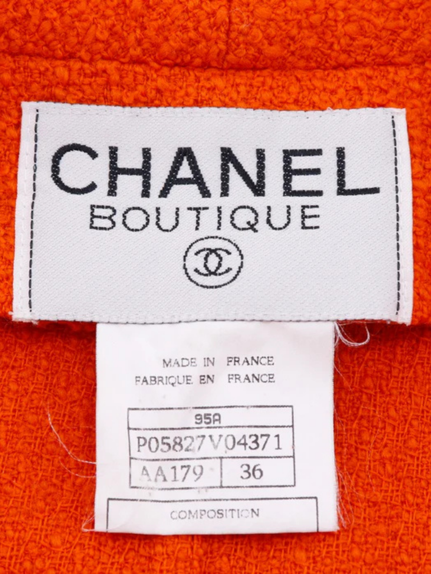 Chanel 1995 Orange Tweed Dress Jacket Set