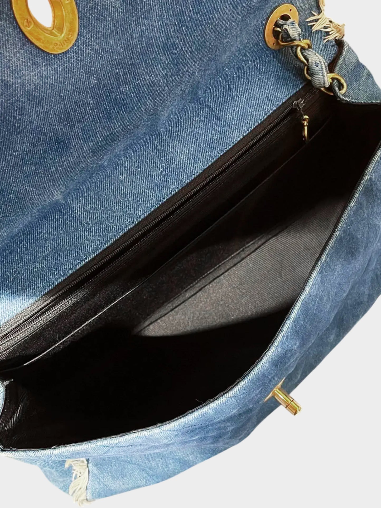 Chanel Late 1990s Denim Blue Quilted Maxi Flap Bag