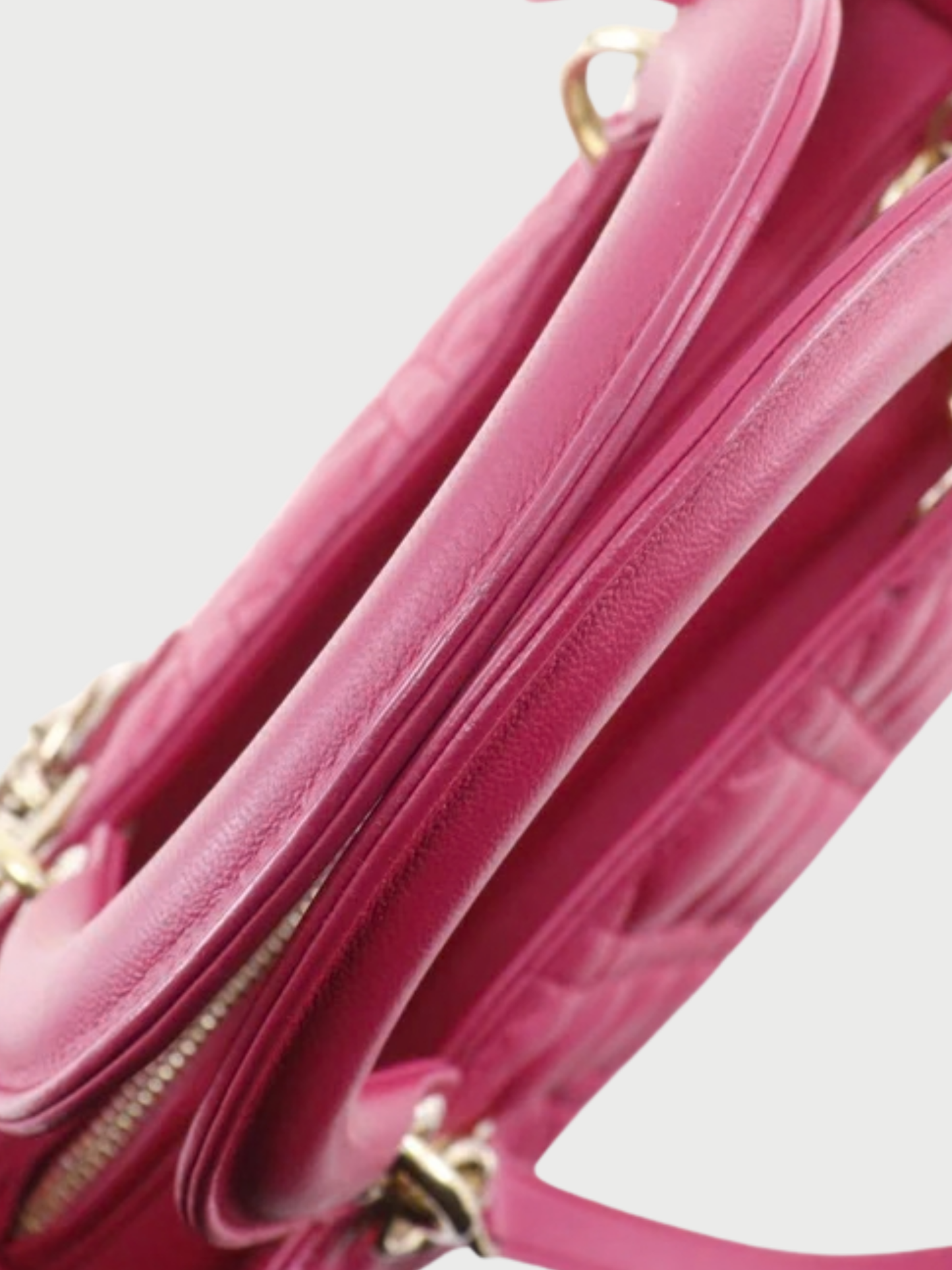 Christian Dior 2010s Raspberry Pink Lambskin Lady Dior Medium Bag