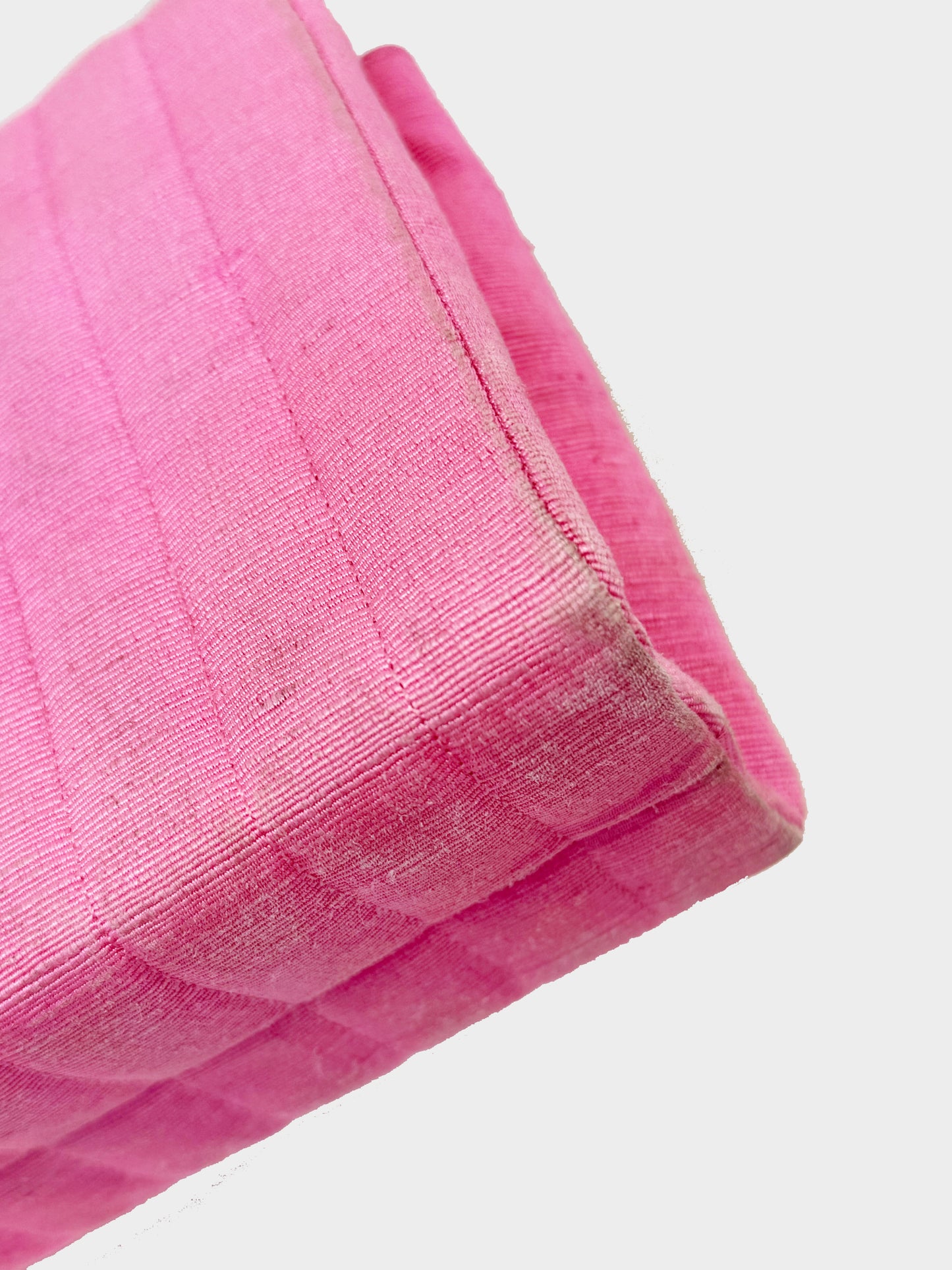 Chanel 1991-1994 Pink Canvas Stitched Flap Bag