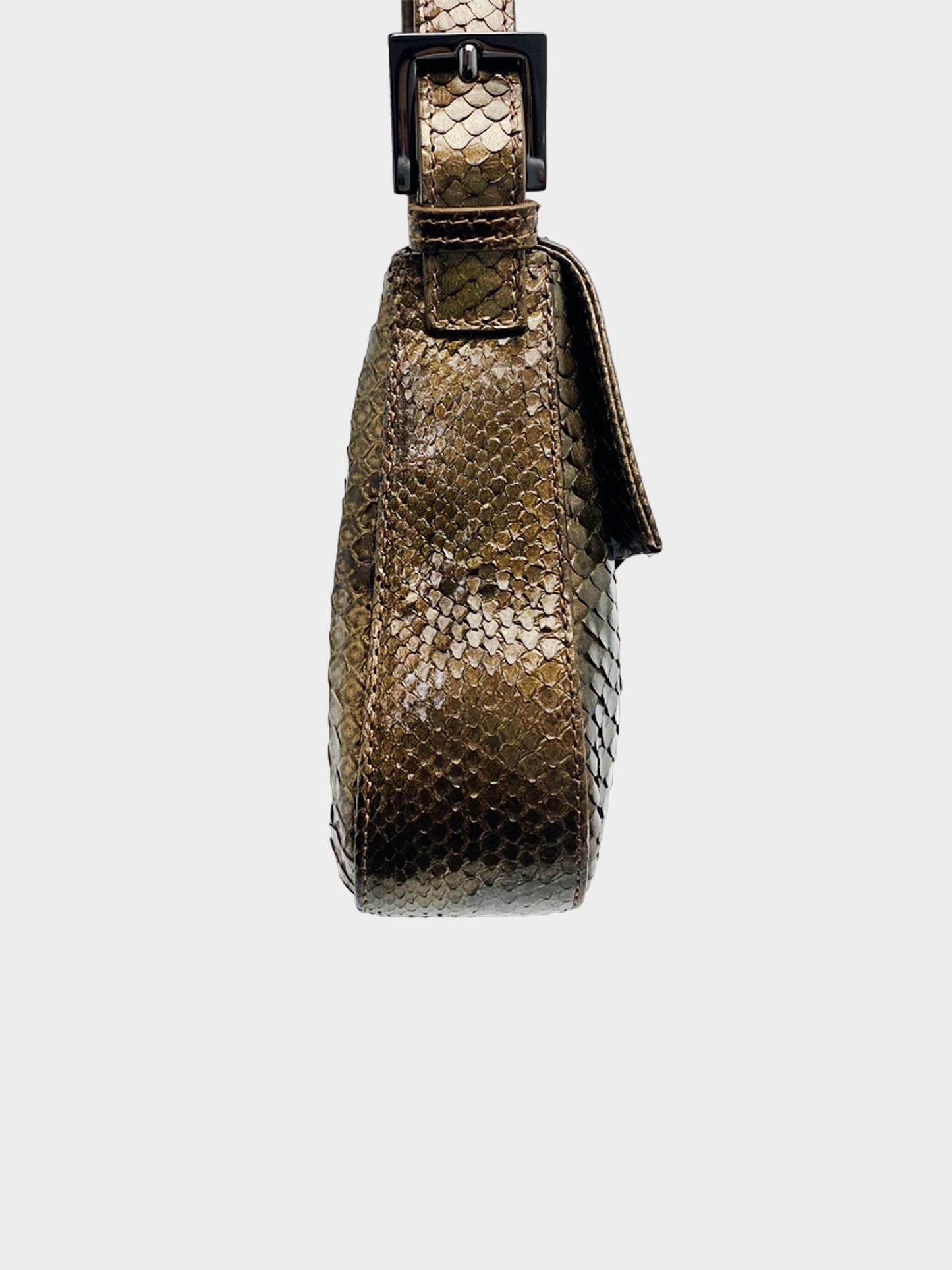 Fendi 2000s Bronze Python Baguette