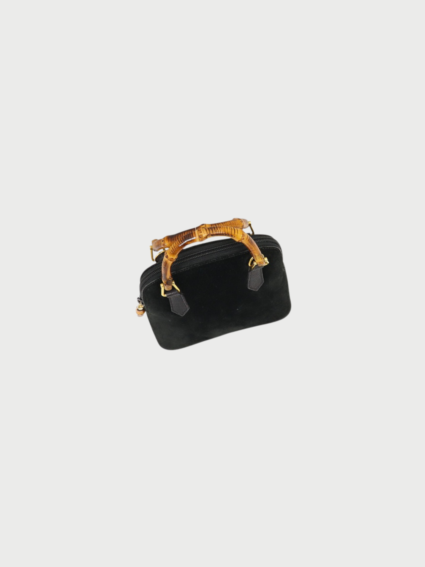 Gucci 2000s Black Suede Bamboo 2-Way Bag
