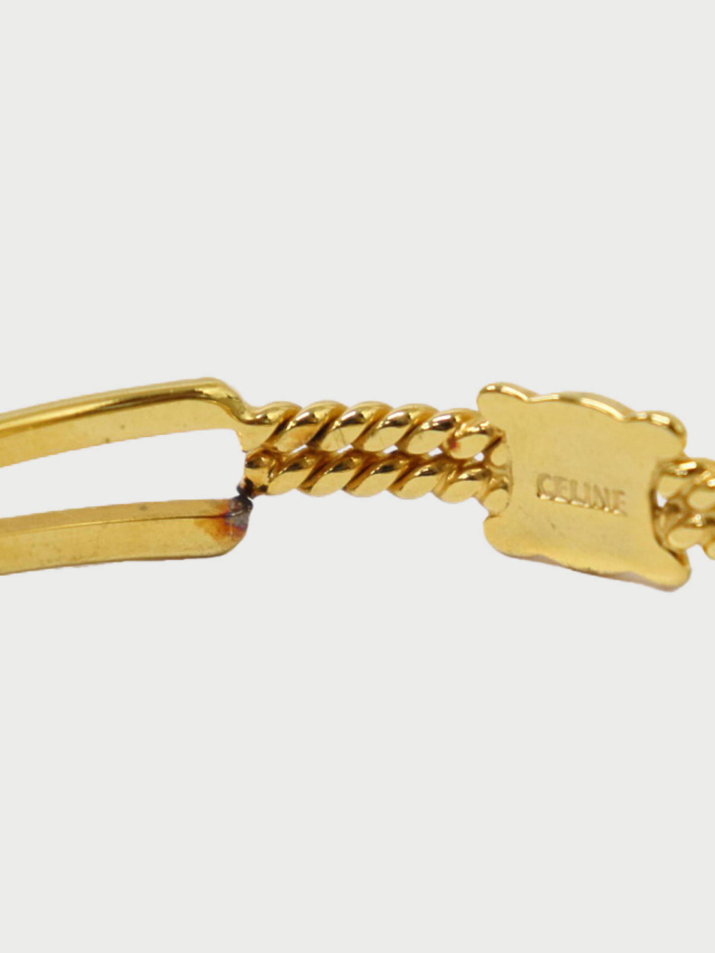 Celine 2000s Gold Plated Metal Triomphe Chain Bangle