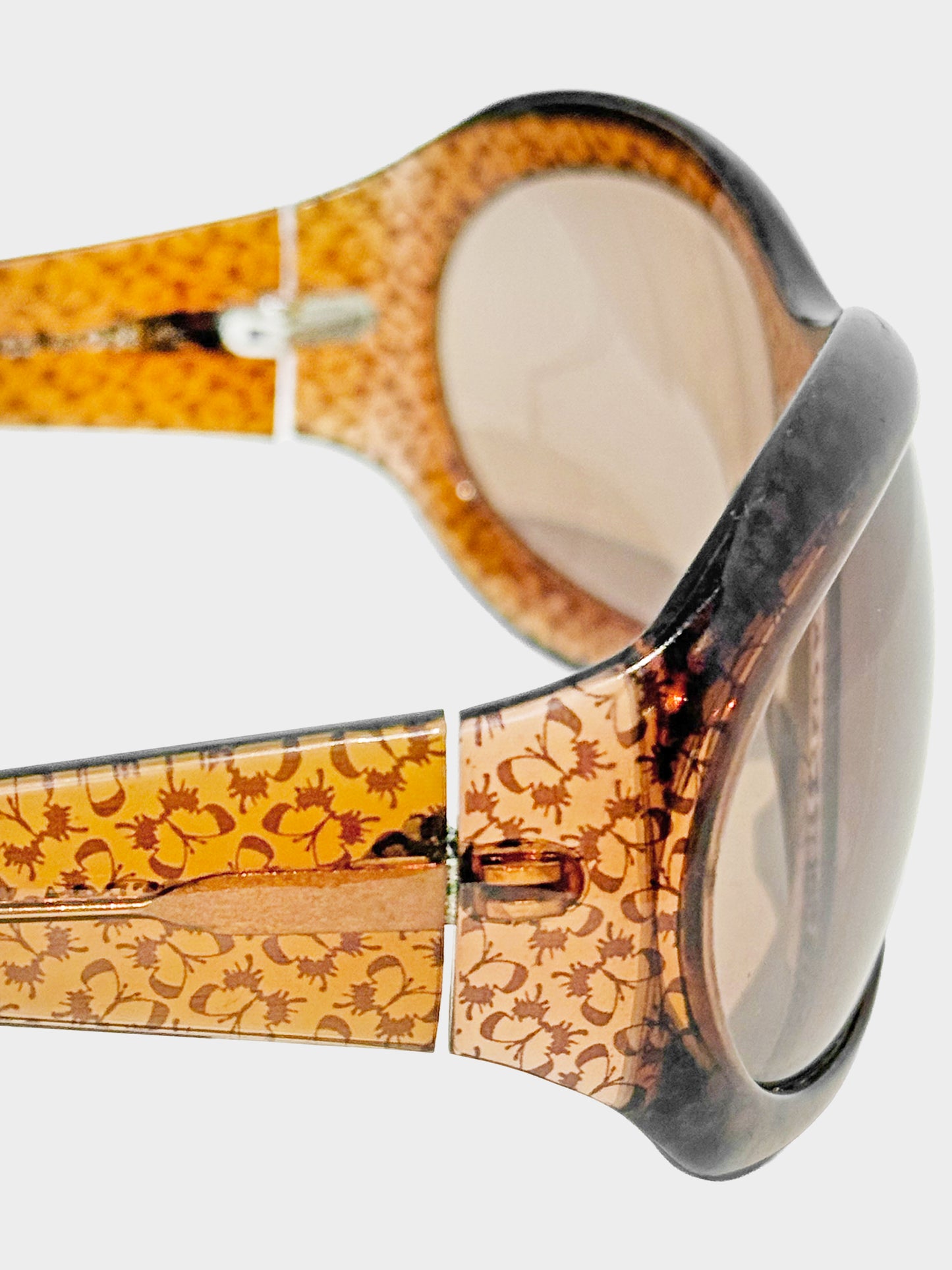 Bottega Veneta 2000s Brown Butterfly Print Translucent Sunglasses