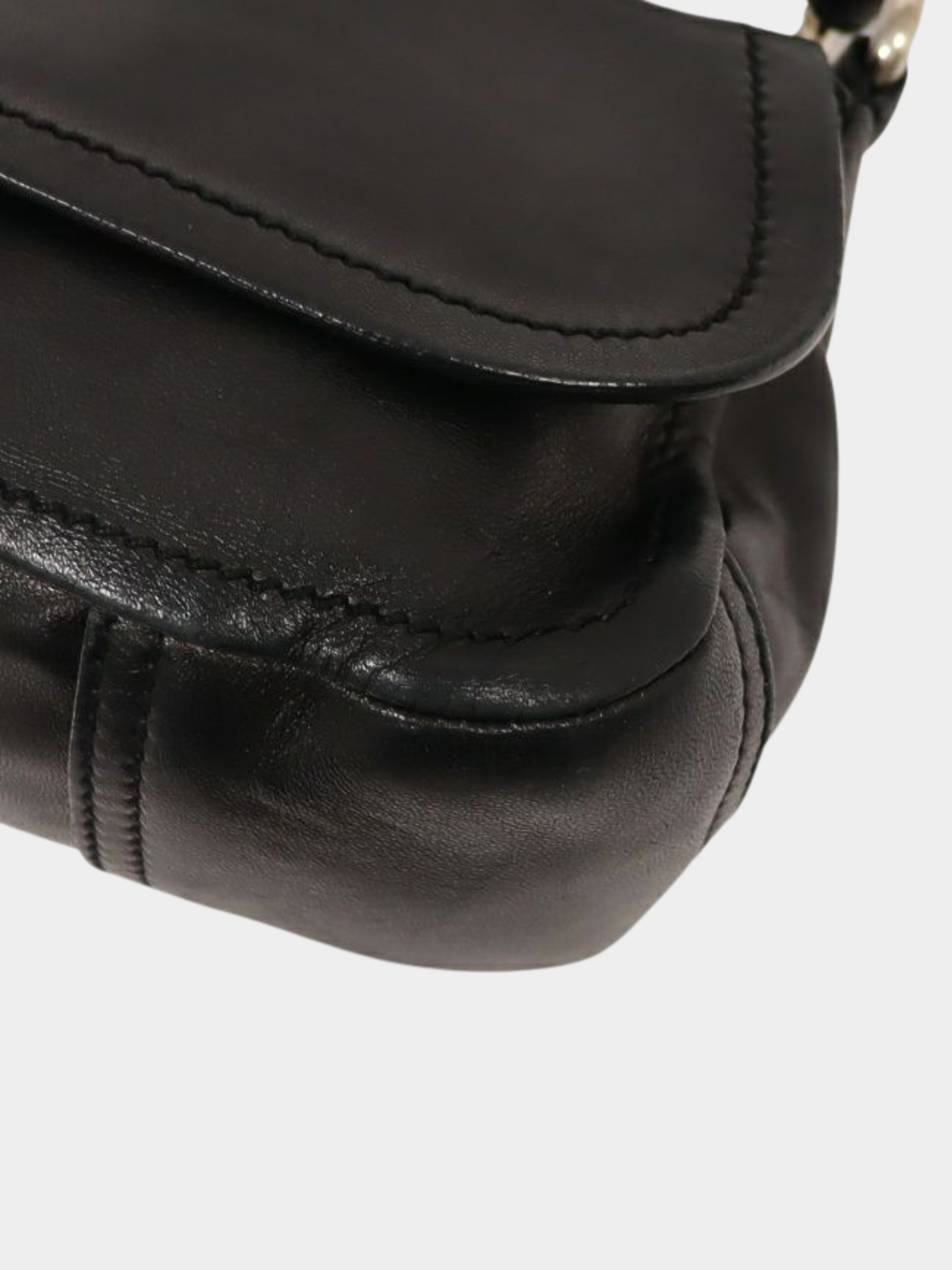 Prada 2000s Black Leather Triangle Logo One-Shoulder Bag