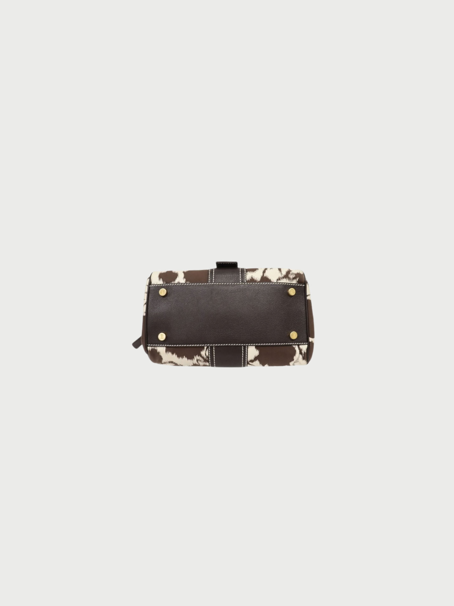 Celine AW 2004 Brown White Triomphe Nylon Leather Handbag