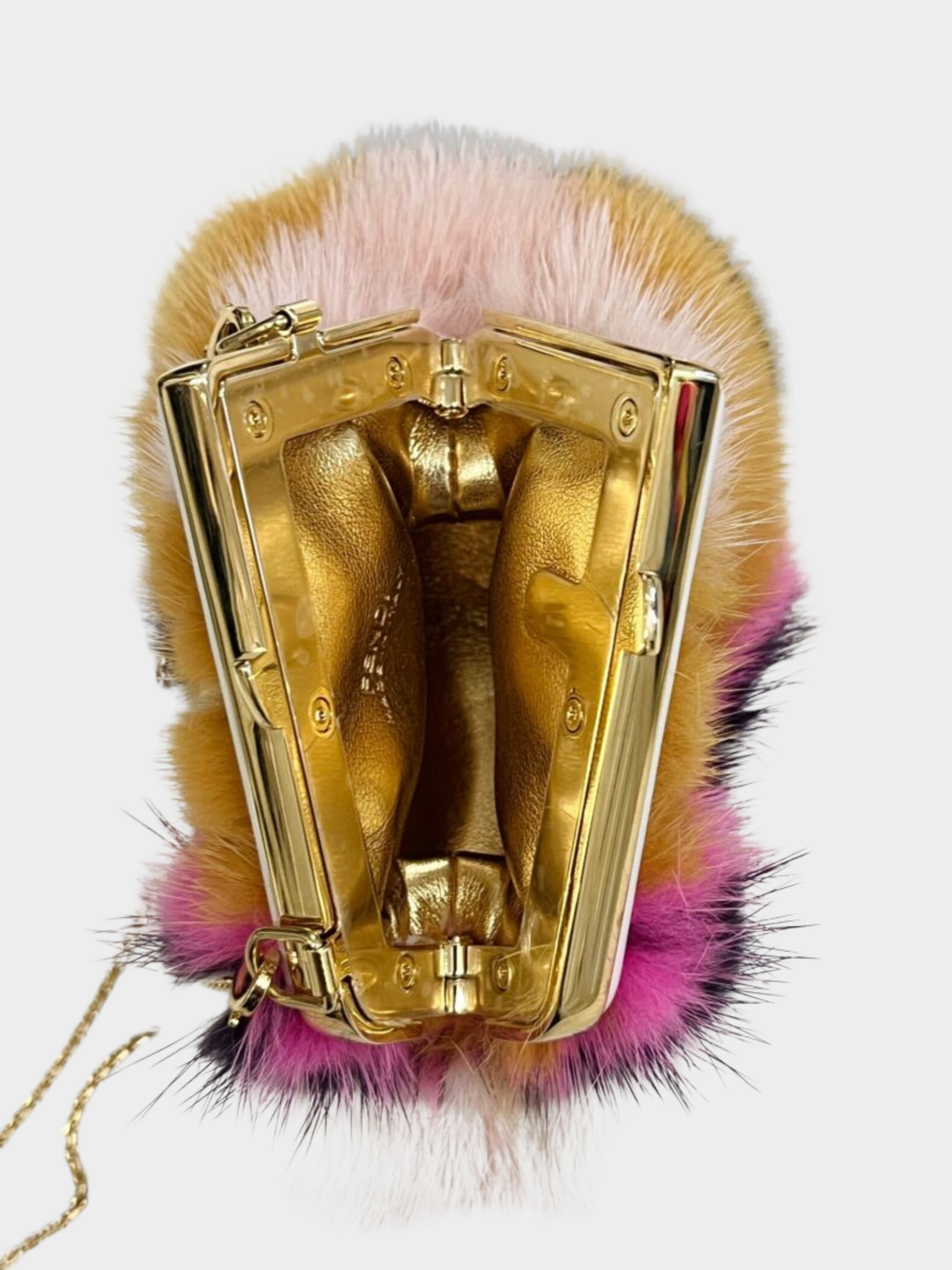 Fendi 2020s Multicolor Mink Nano Fendi First Charm Bag
