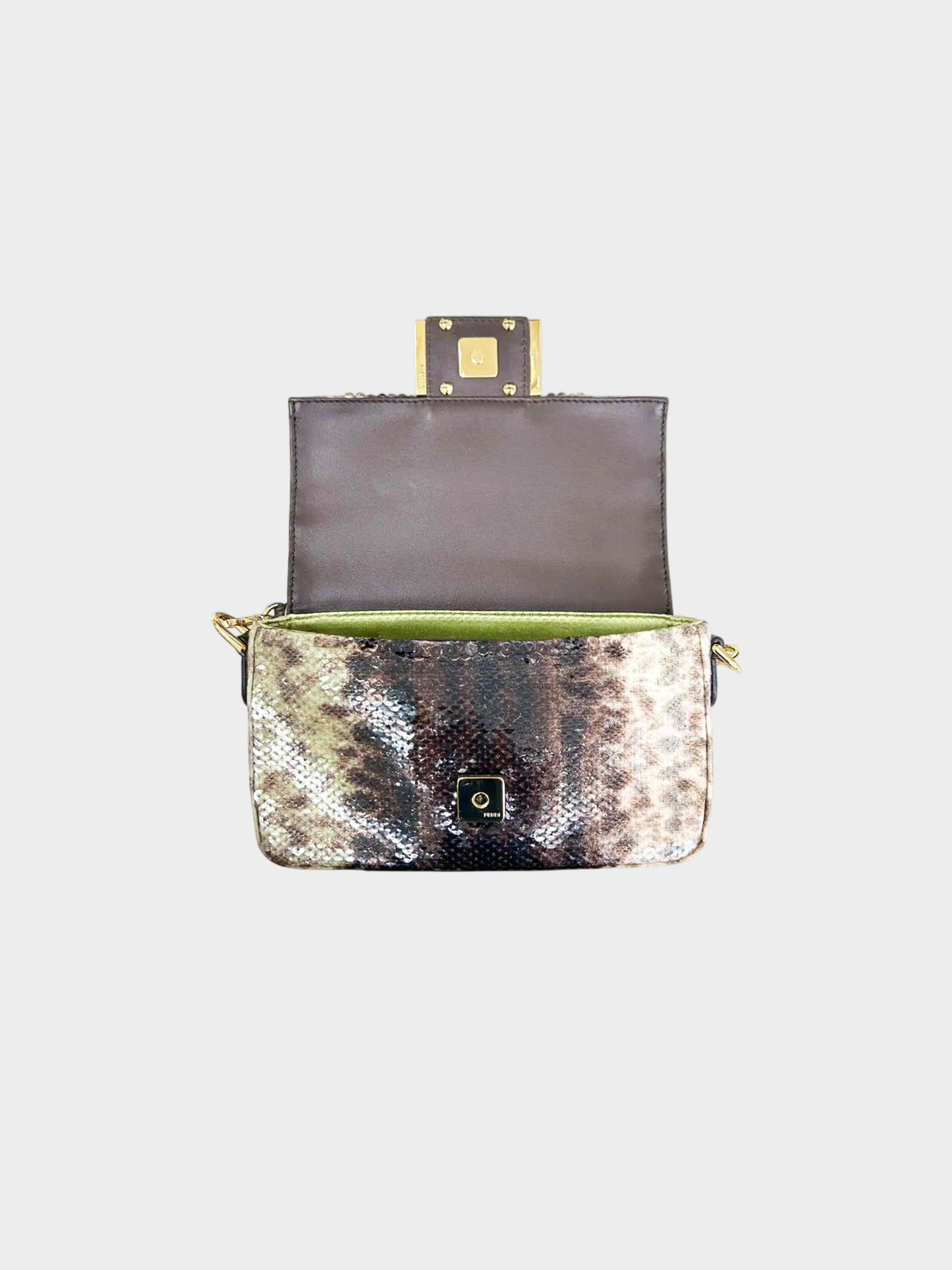 Fendi 2020s Karung Effect Sequin Mini Baguette
